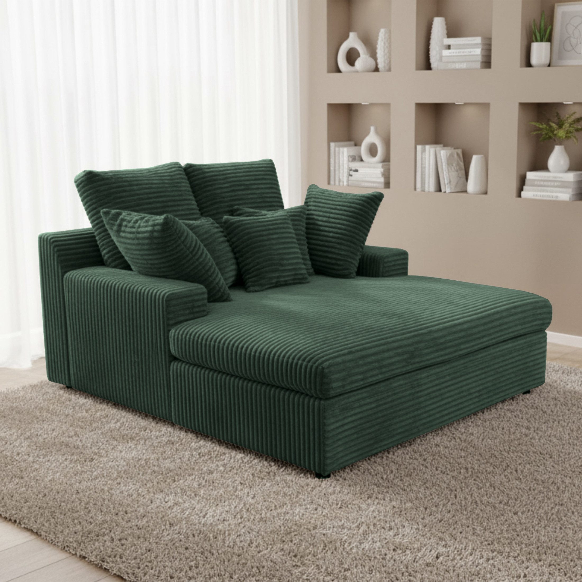 Friderik-EU Chaiselongue LAZY ONE XXL Sessel im modernen Breitcord-Look, Freistehend / Abnehmbare Kissenbezüge mit Reißverschluss