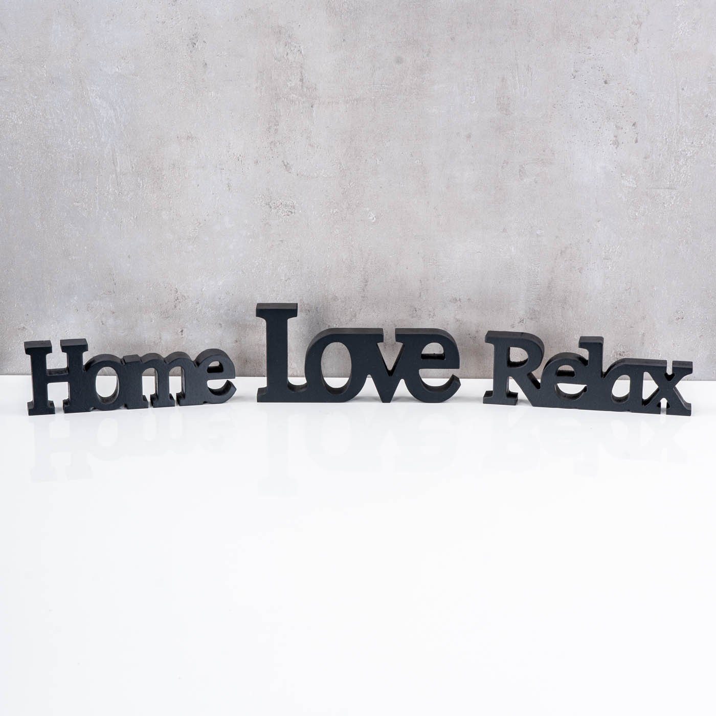 Deko Relax Deko-Schriftzug, Schwarz-Holz Holz Home Love Levandeo® Aufsteller Schwarz Tischdeko MDF Schriftzug