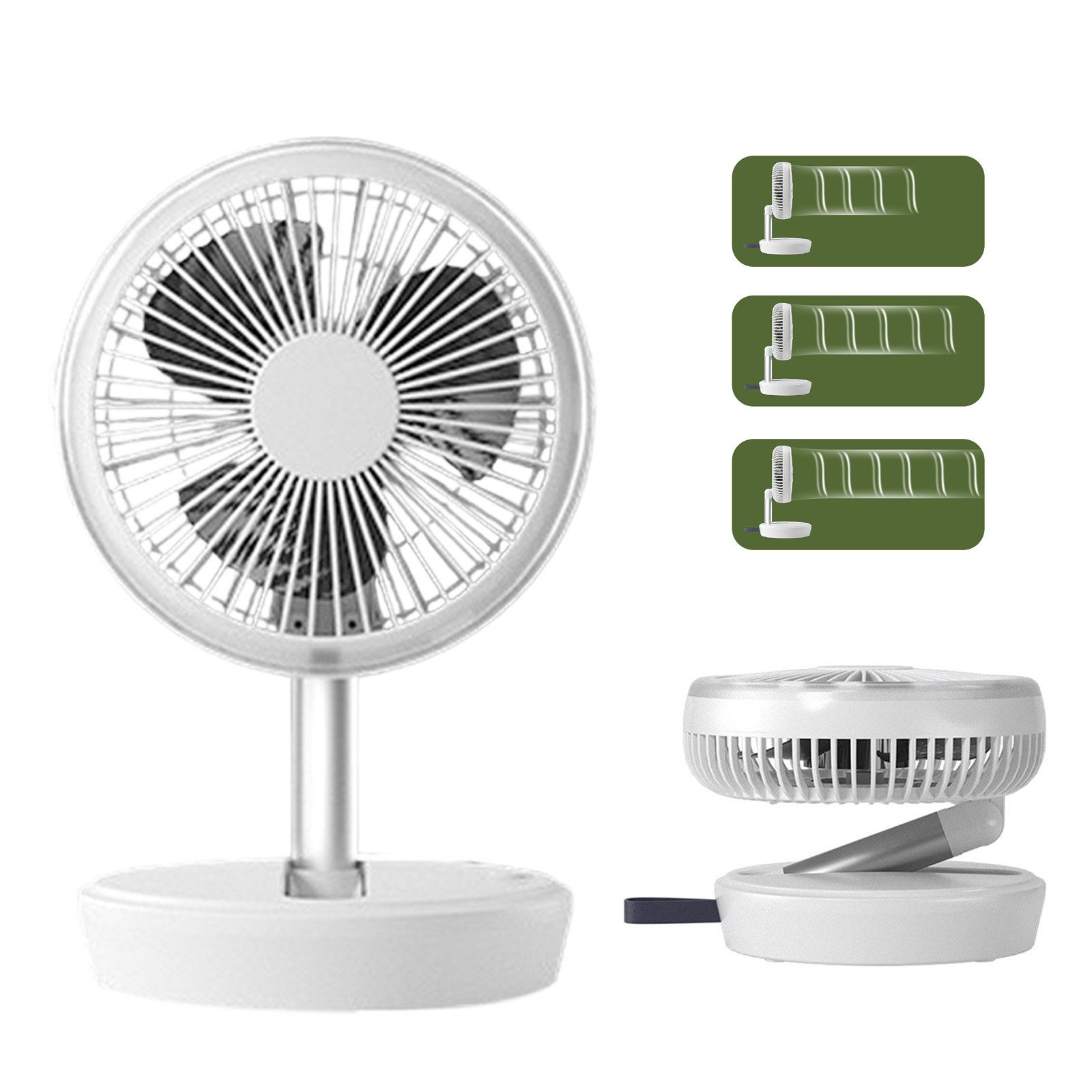 MODFU Tischventilator Kabelloser Faltventilator Ventilator tragbar, 6000mAh Aufladbar 4 Geschwindigkeiten für Zuhause Büro Camping