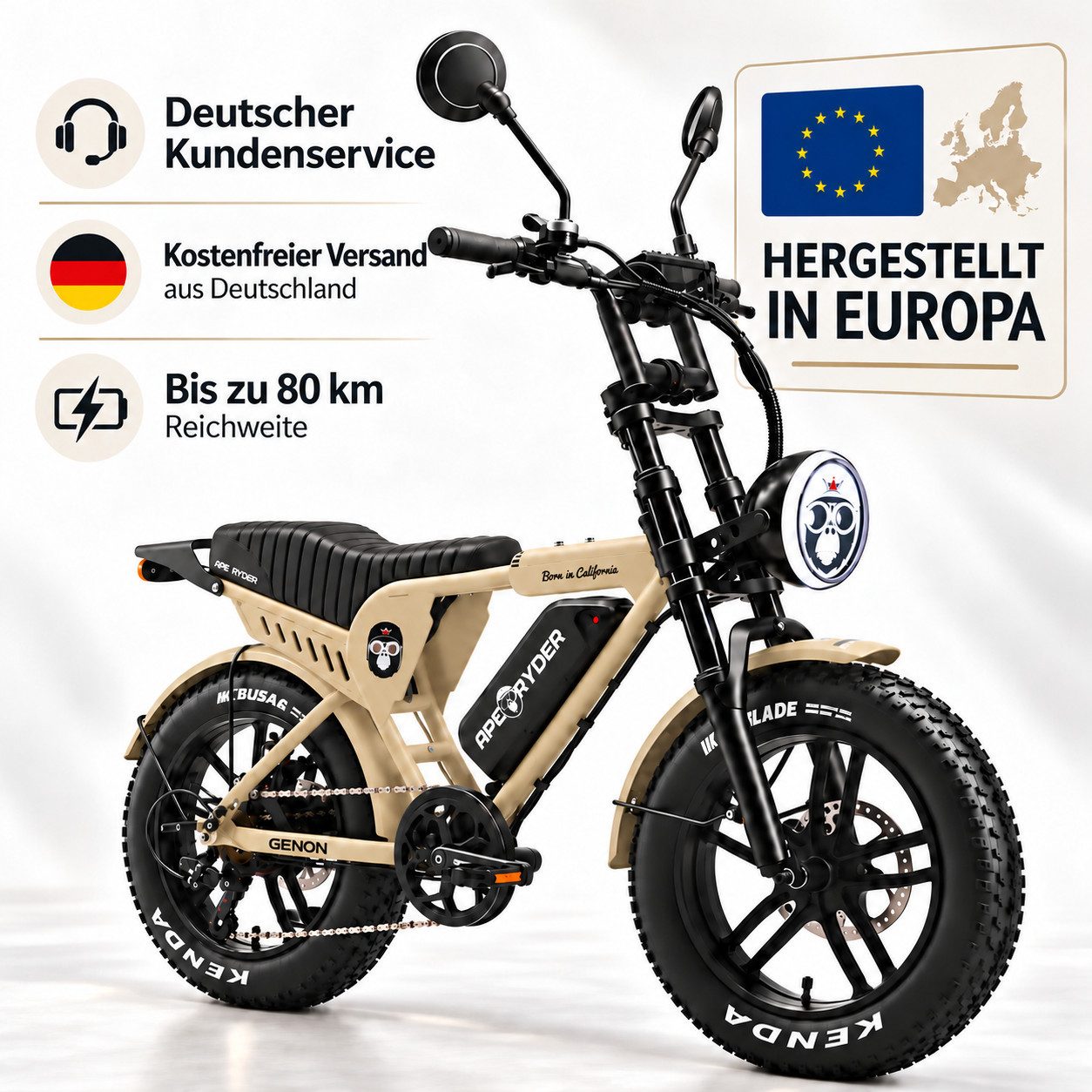APE RYDER E-Bike Trekkingrad 20*4 Zoll Fatbike, 48V 15Ah Akku, bis 80 km, Shimano 7-Gang, 7 Gang, Heckmotor, 720 Wh, Fahrradbeleuchtung, …