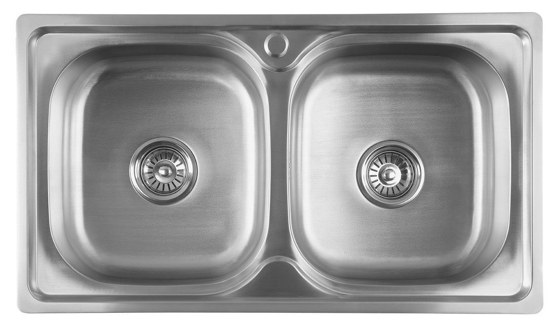 Aqualine Küchenspüle Edelstahl-Döppelspüle 81x18x46cm, Rechteck, 81/46 cm, Aqualine-AQ8146B