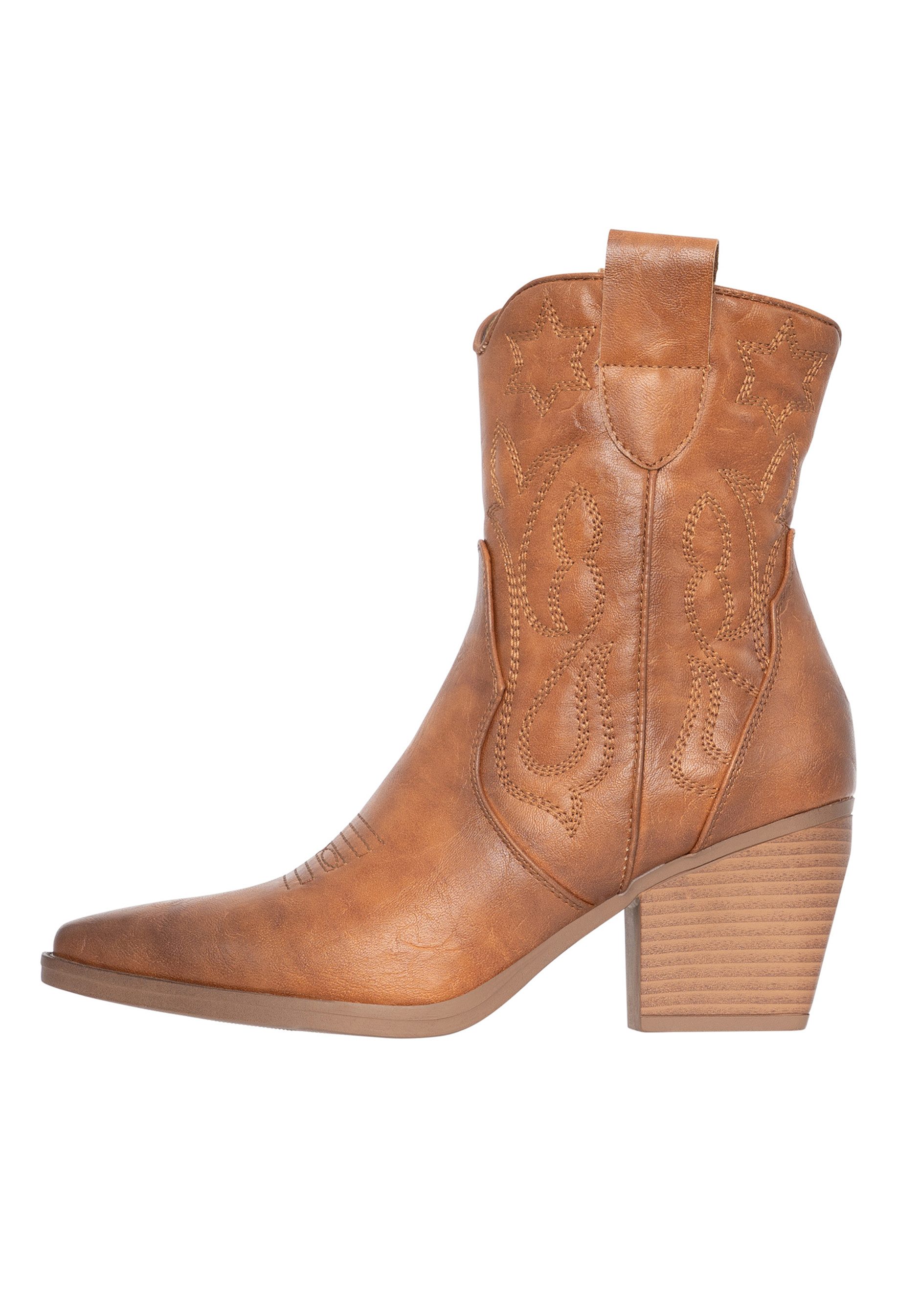 Salinyang Damen Western Boots mit Stickerei, Blockabsatz & Reißverschluss Cowboy Stiefelette