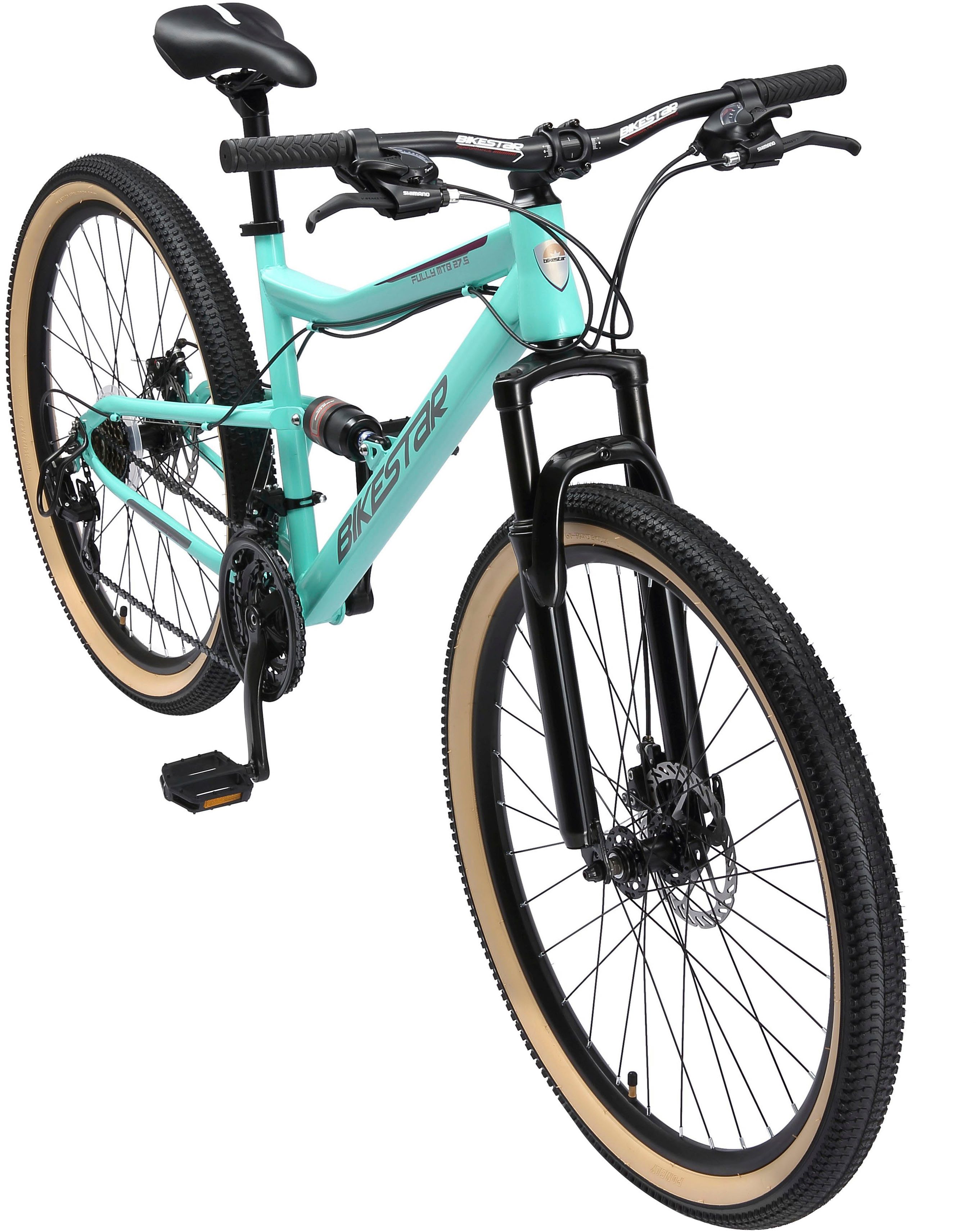 Bikestar Mountainbike, 21 Gang Shimano RD-TY300 Schaltwerk, Kettenschaltung, für Damen und Herren, Kettenschaltung