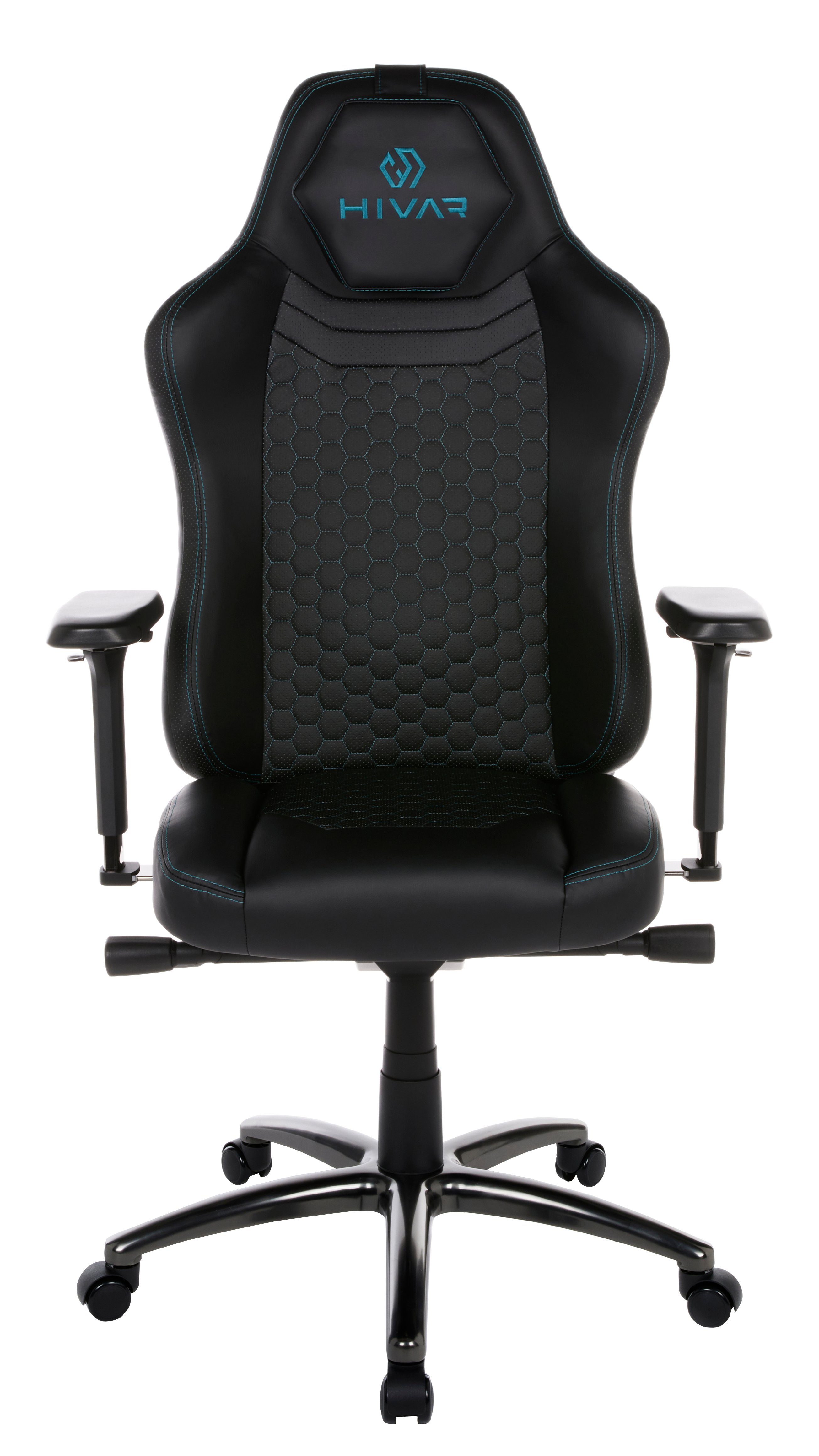 HIVAR Gaming-Stuhl ORBICAL ONYX, Sitztiefenverstellung, höhenverstellbare Rückenlehne, Lordosenstütze, 4D Armlehnen, Wippwiderstand, Synchronmechanik, TÜV geprüft, Belastbarkeit 130 kg Fußkreuz: Obsidian