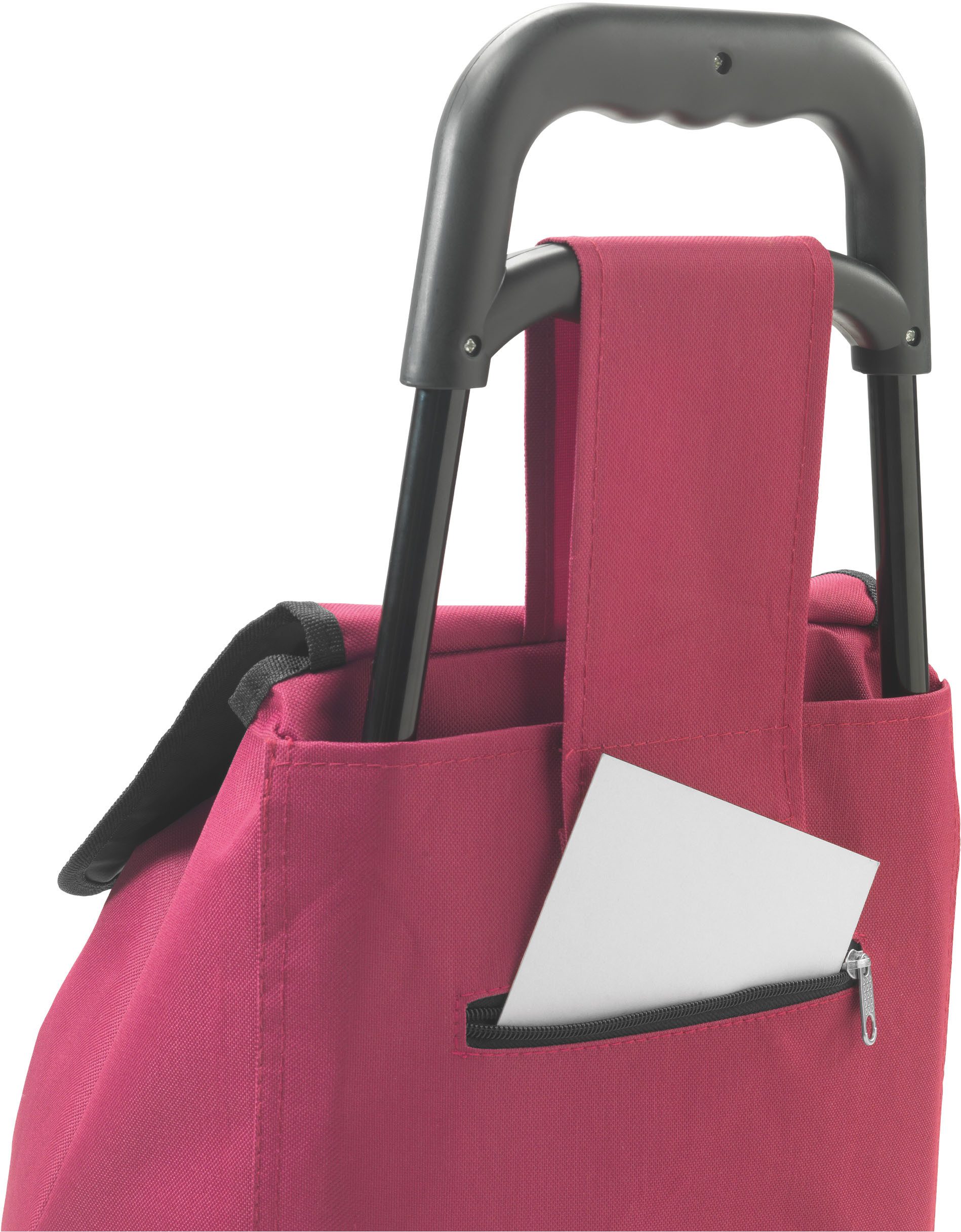 Metaltex Einkaufstrolley Daphne, 40 l, rückseitiges Fach mit Reißverschluss und Seitentasche für Regenschirm