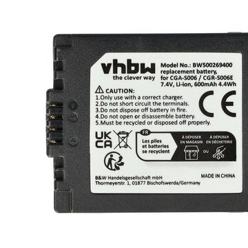 vhbw kompatibel mit Panasonic Lumix DMC-FZ18, DMC-FZ30, DMC-FZ28, DMC-FZ7, Kamera-Akku Li-Ion 600 mAh (7,2 V)