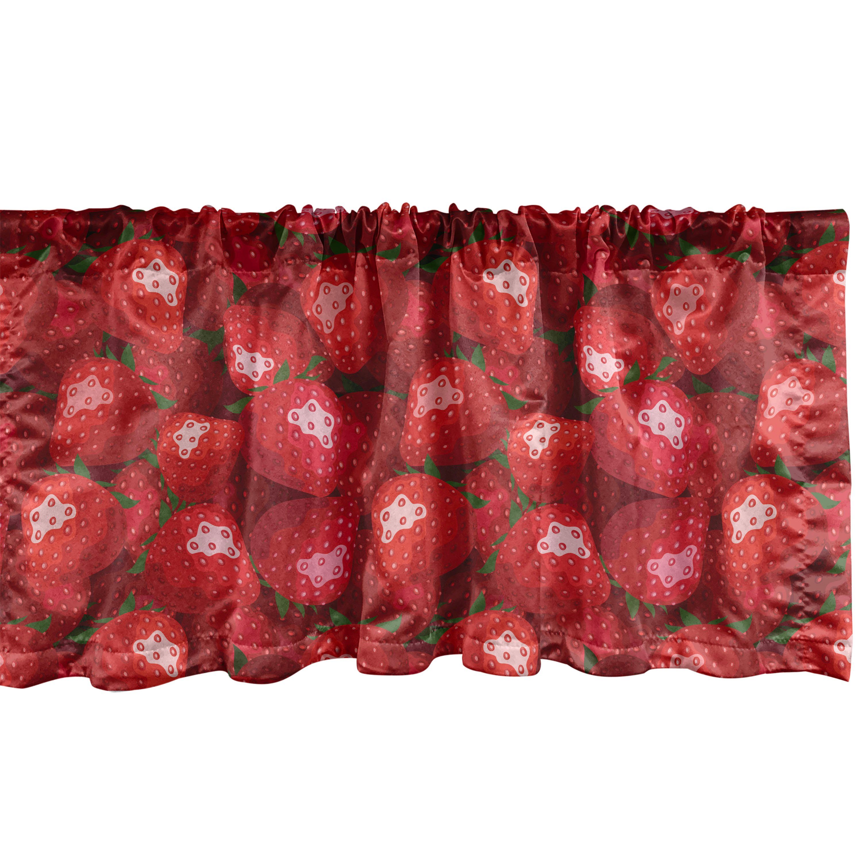 Volant Schlafzimmer Reife Vorhang für Erdbeeren Scheibengardine Microfaser, rot Küche Abakuhaus, Dekor Stangentasche, mit Früchte