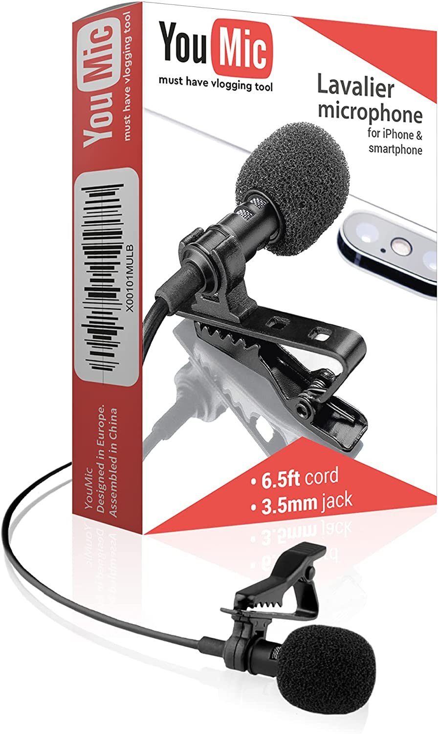 YouMic Mikrofon Clip-on Lavalier Mikrofon (1-tlg), für iPhone X 8 7 Plus 6  6s 5 5s/iOS /Android