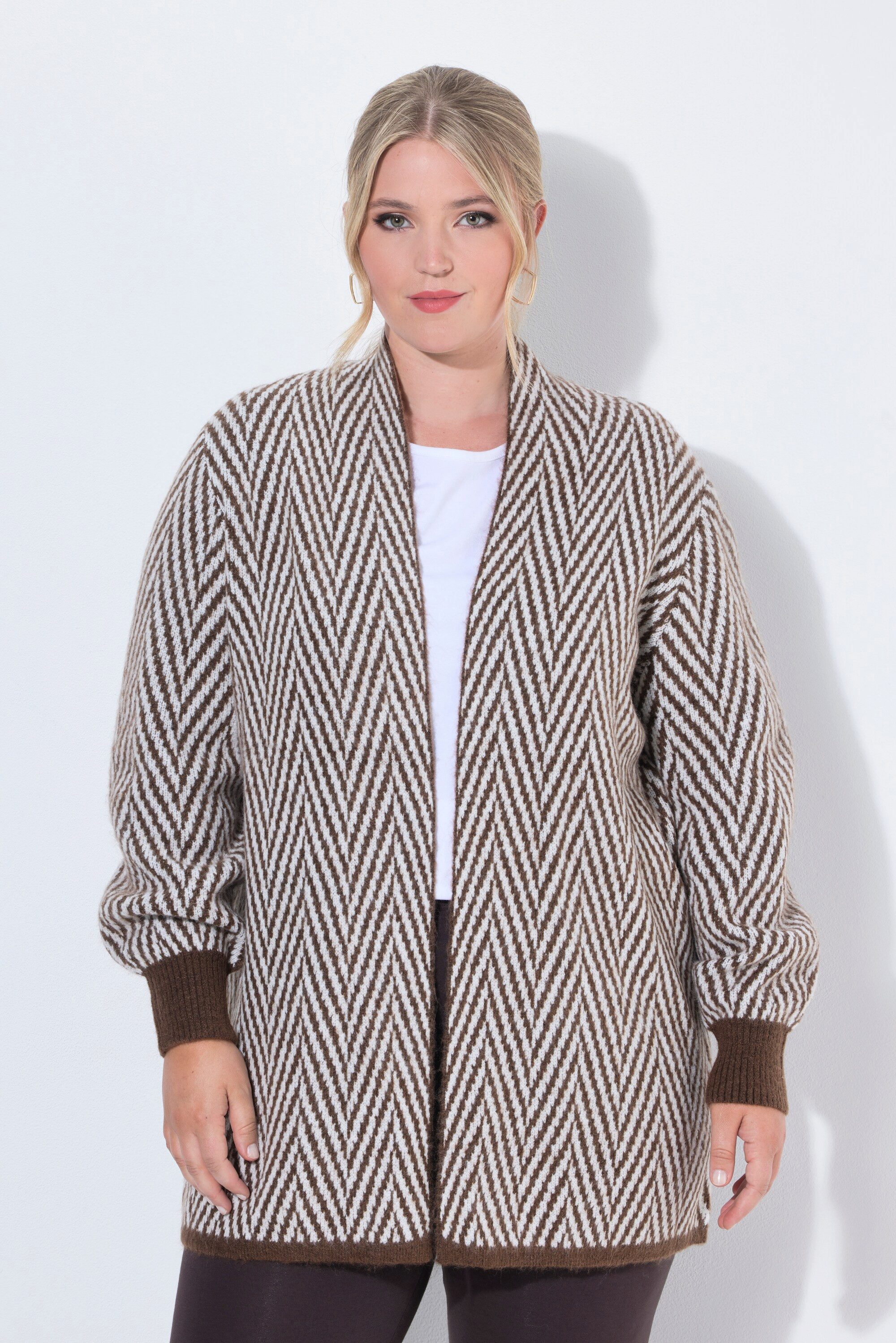 MIAMODA Strickjacke Long-Strickjacke Straight Fit offene Jacke