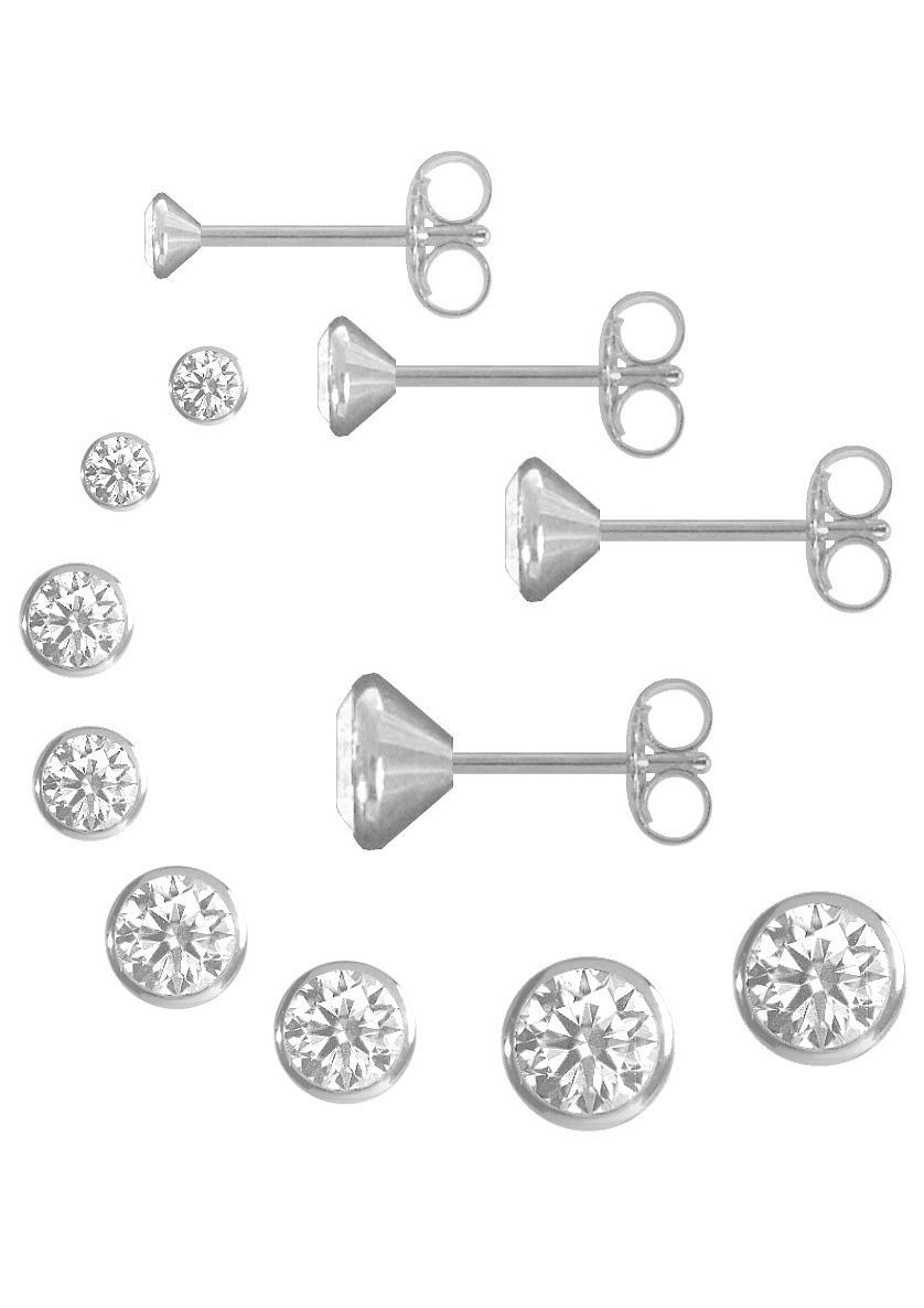 Firetti Ohrstecker-Set Multipack Schmuck Geschenk Silber 925 Ohrstecker Glitzerstein (Set, 8-tlg), mit Zirkonia (synth)