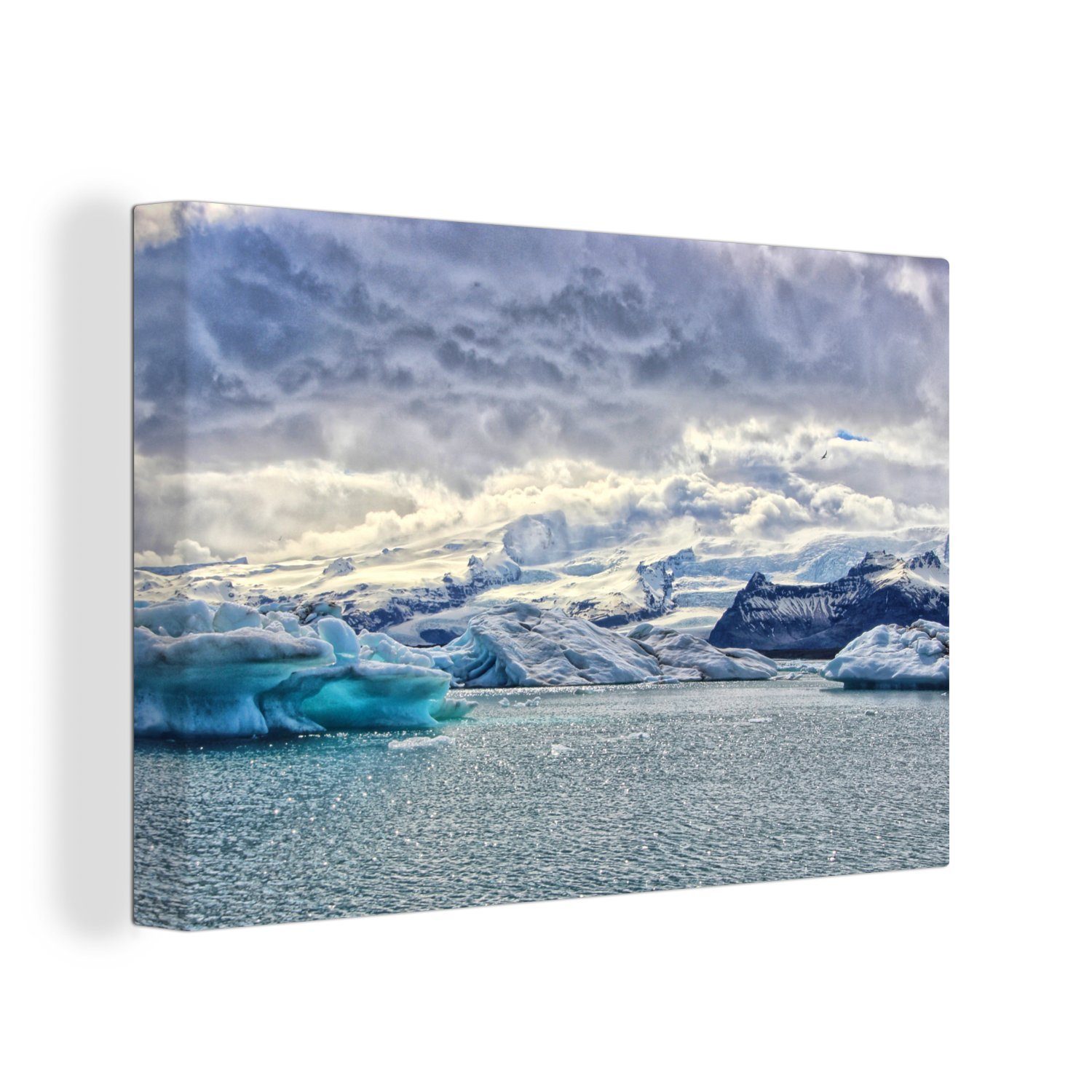 OneMillionCanvasses® Leinwandbild Eine gefrorene Landschaft im Vatnajökull-Nationalpark in Island, (1 St), Wandbild Leinwandbilder, Aufhängefertig, Wanddeko, 30x20 cm