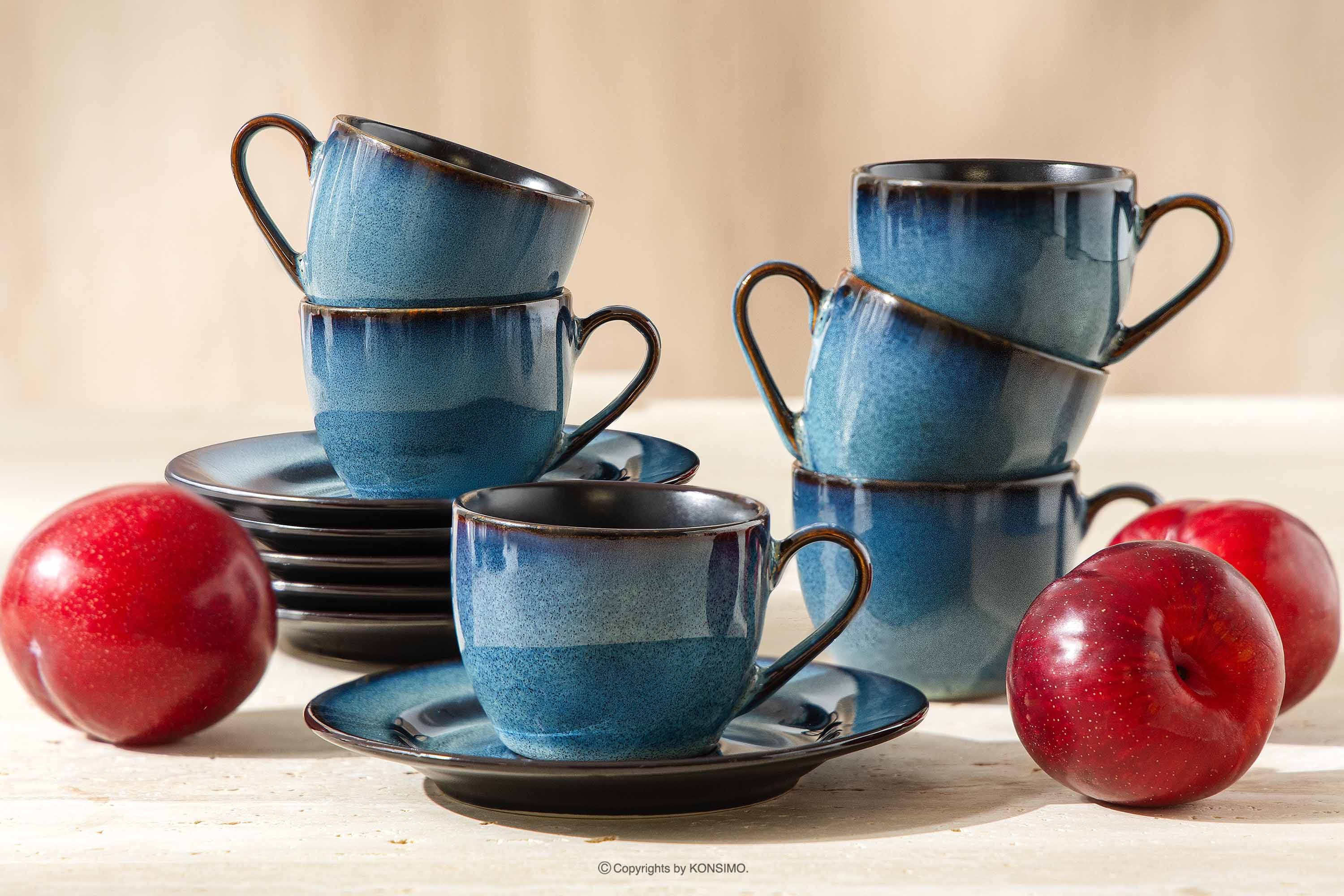 Ritzenhoff & Breker Kaffeeservice RITZENHOFF & BREKER BALI Espressotassen-Set, jedes Stück ein Unikat (12-tlg), 6 Personen, Steinzeug, 90 ml, spülmaschinengeeignet, mikrowellengeeignet, Reaktivglasur