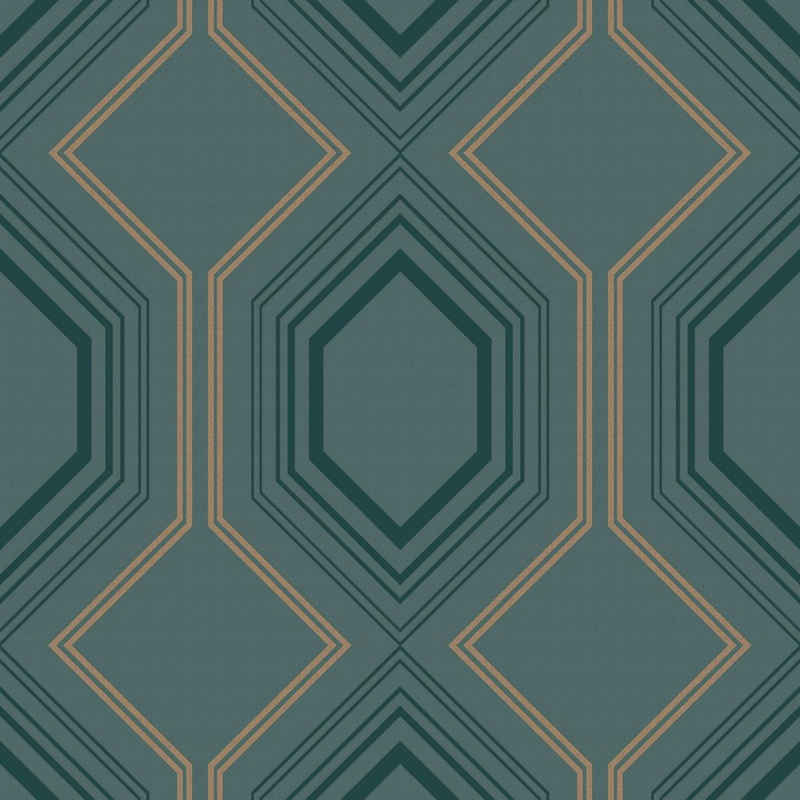 WOW Vliestapete Art Deco Chic, geometrisch, (1 St), Grün - 1005x52 cm