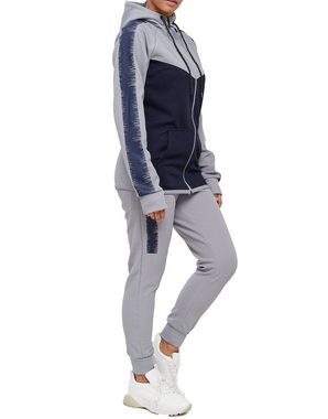 L.gonline Freizeitanzug Damen Jogging-ANZUG, mit Bündchen und Tunnelzug, Trainingsanzug (Kapuzenjacke mit Reißverschluss, Hose, 2-tlg), Fitness Freizeit Casual