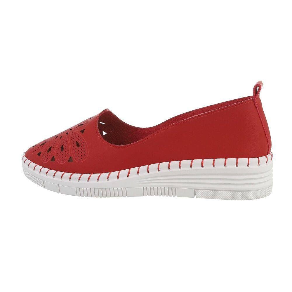 Ital-Design Damen Schlupfschuhe Slipper Flach Rot in Slipper Freizeit