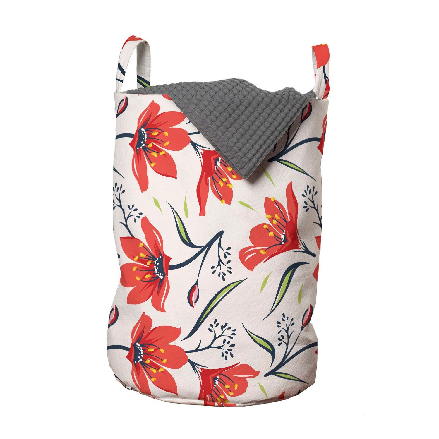 Abakuhaus Wäschesäckchen Wäschekorb mit Griffen Kordelzugverschluss für Waschsalons, Blumen Weinlese-Tulpe Blumen | Wäschesäcke
