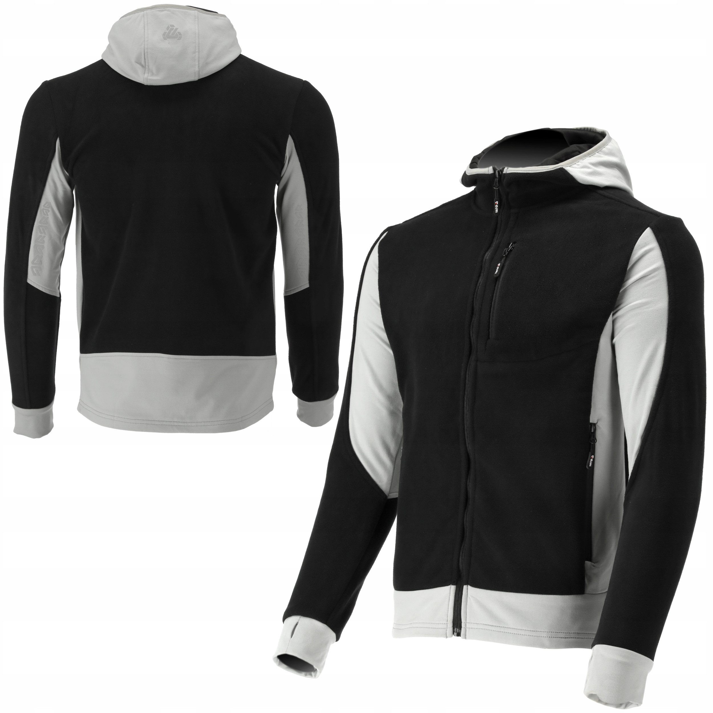 TRIZERATOP Kapuzenpullover Fleece Kapuzenpulli, Hoodie mit Reißverschluss Gr. L schwarz-weiß (einzeln)