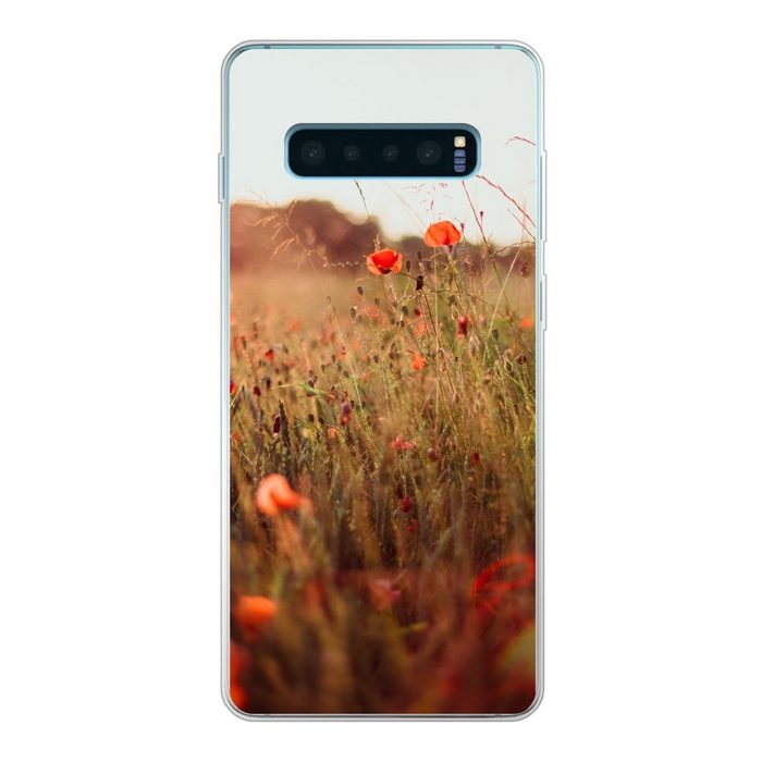 MuchoWow Handyhülle Sonnenuntergang - Blumen - Rot Phone Case Handyhülle Samsung Galaxy S10 Lite Silikon Schutzhülle