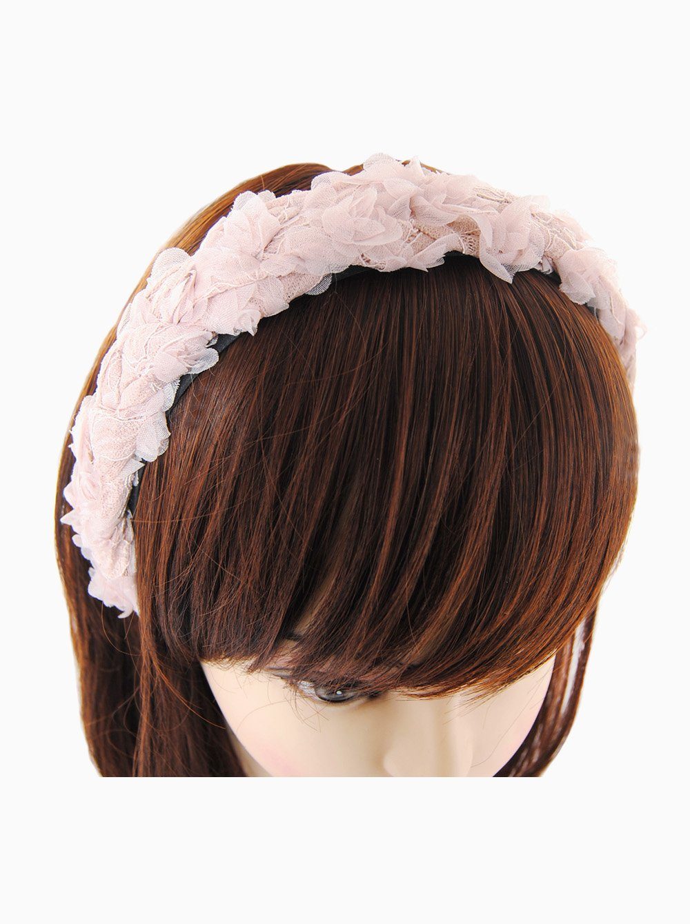 axy Haarreif Haarband Look Look, Altrosa Hochzeit Haarreif mit Vintage Blumenkranz Haareifen zur Damen