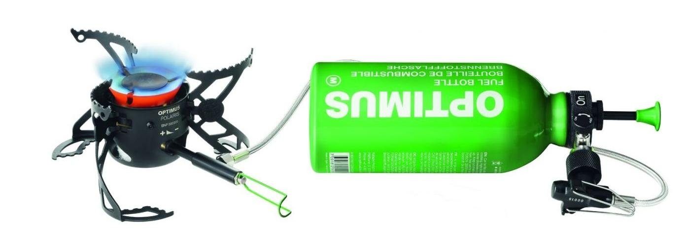 OPTIMUS Gaskocher Optimus Polaris Mehrstoffkocher mit 0,4 Liter Brennstoffflasche