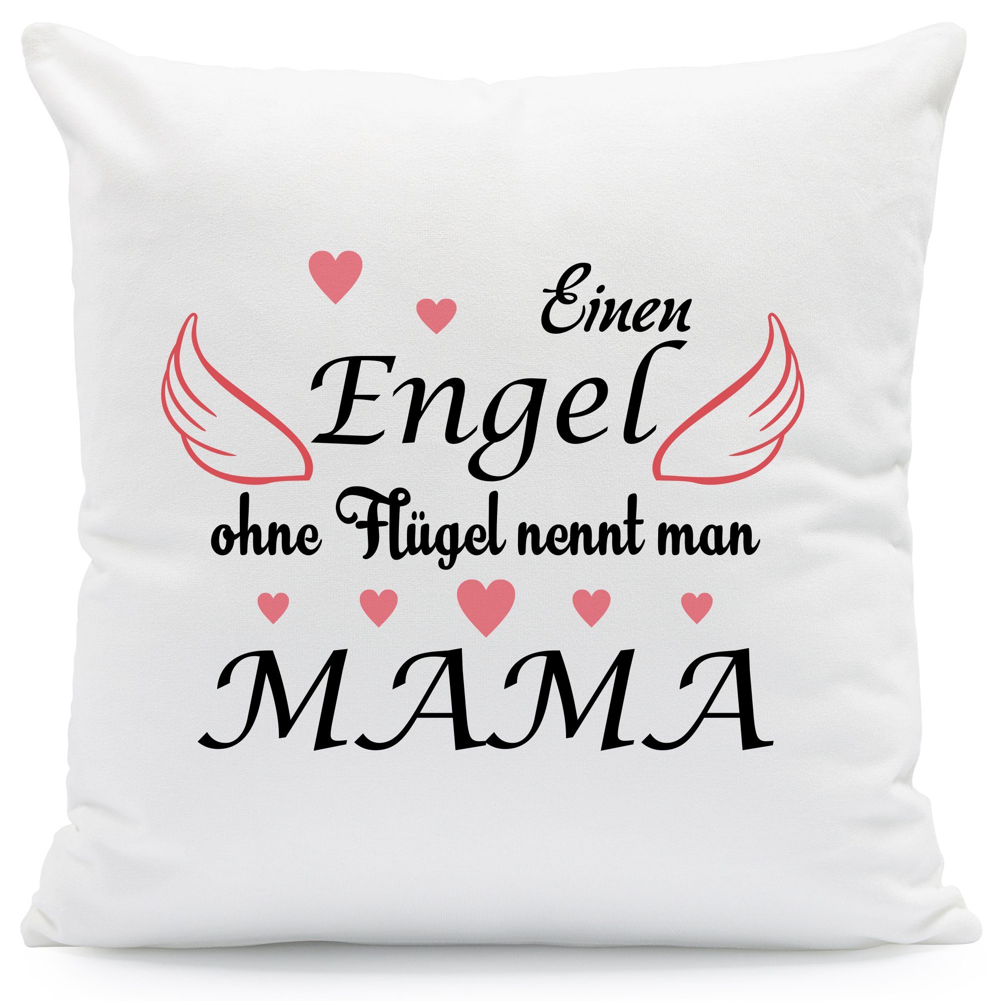 GRAVURZEILE Zierkissen mit Spruch - Engel ohne Flügel - Geschenk zum Muttertag - Für Familie, starke Farben ohne Verblassen, Maschinenwäsche geeignet - ohne Füllung