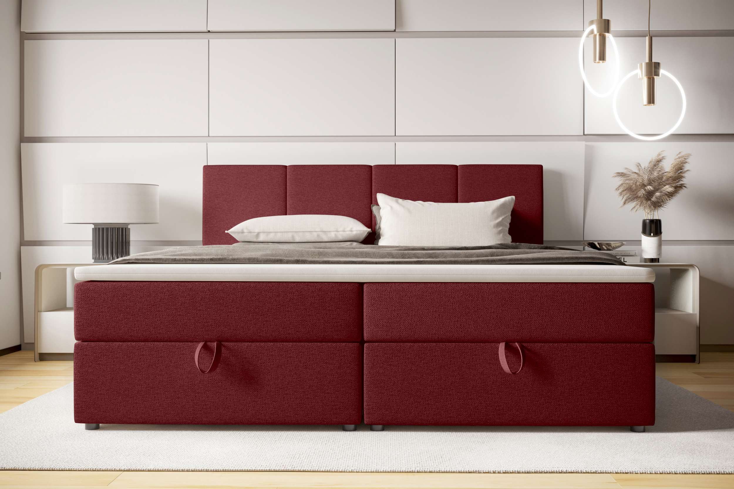 99rooms Boxspringbett Alvaro (Schlafzimmerbett, Bett), 140/160/180x 200 cm, mit Topper, Bonellfederkern, Kopfteil gepolstert