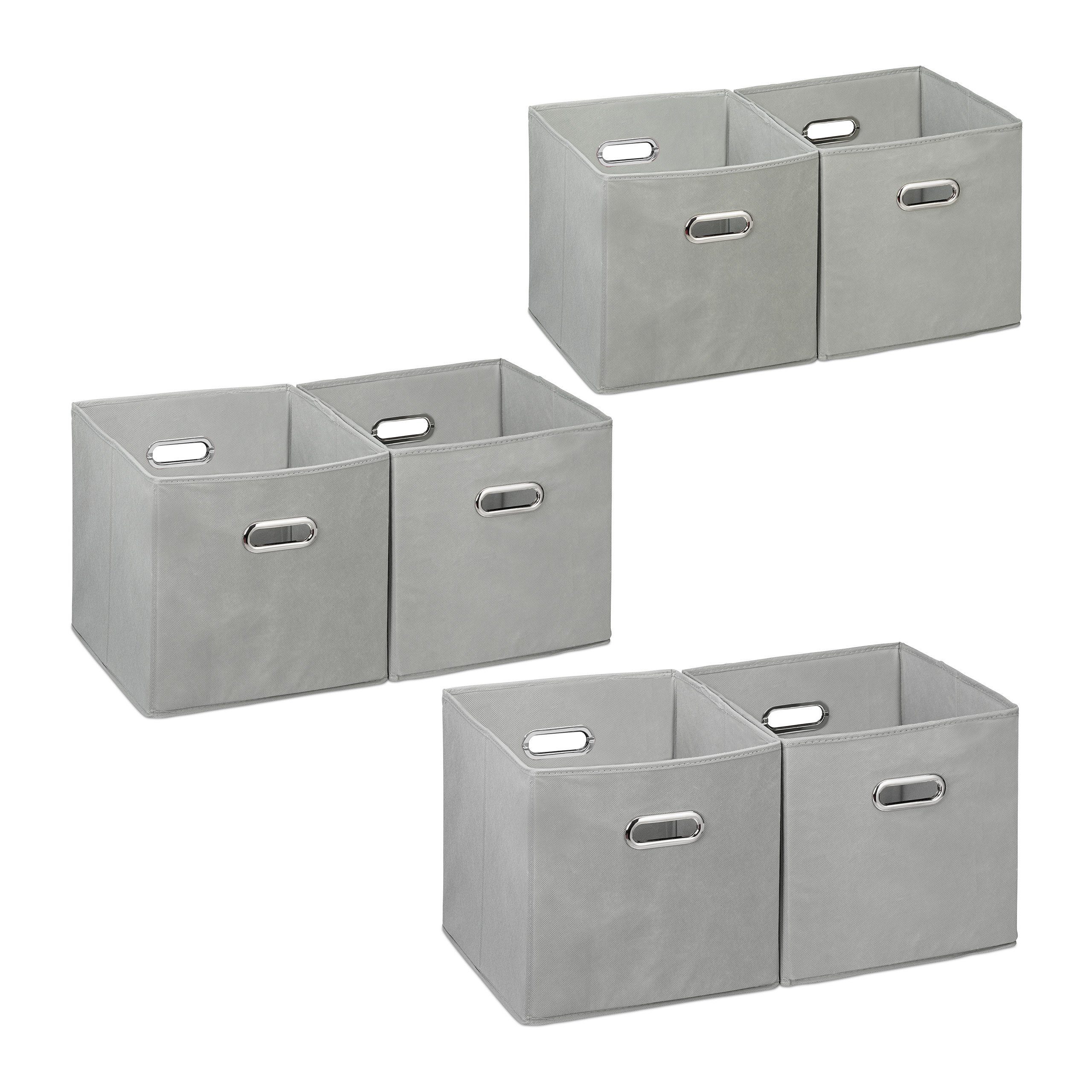 Aufbewahrungsbox 6 x Aufbewahrungsbox Stoff grau