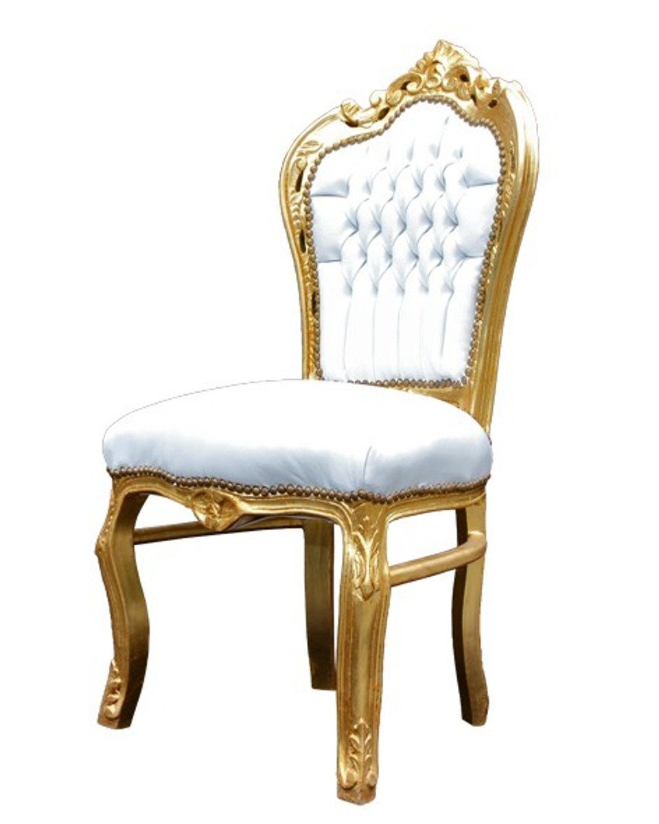 Casa Padrino Esszimmerstuhl Barock Esszimmer Stuhl Weiß / Gold - Möbel Anti günstig online kaufen