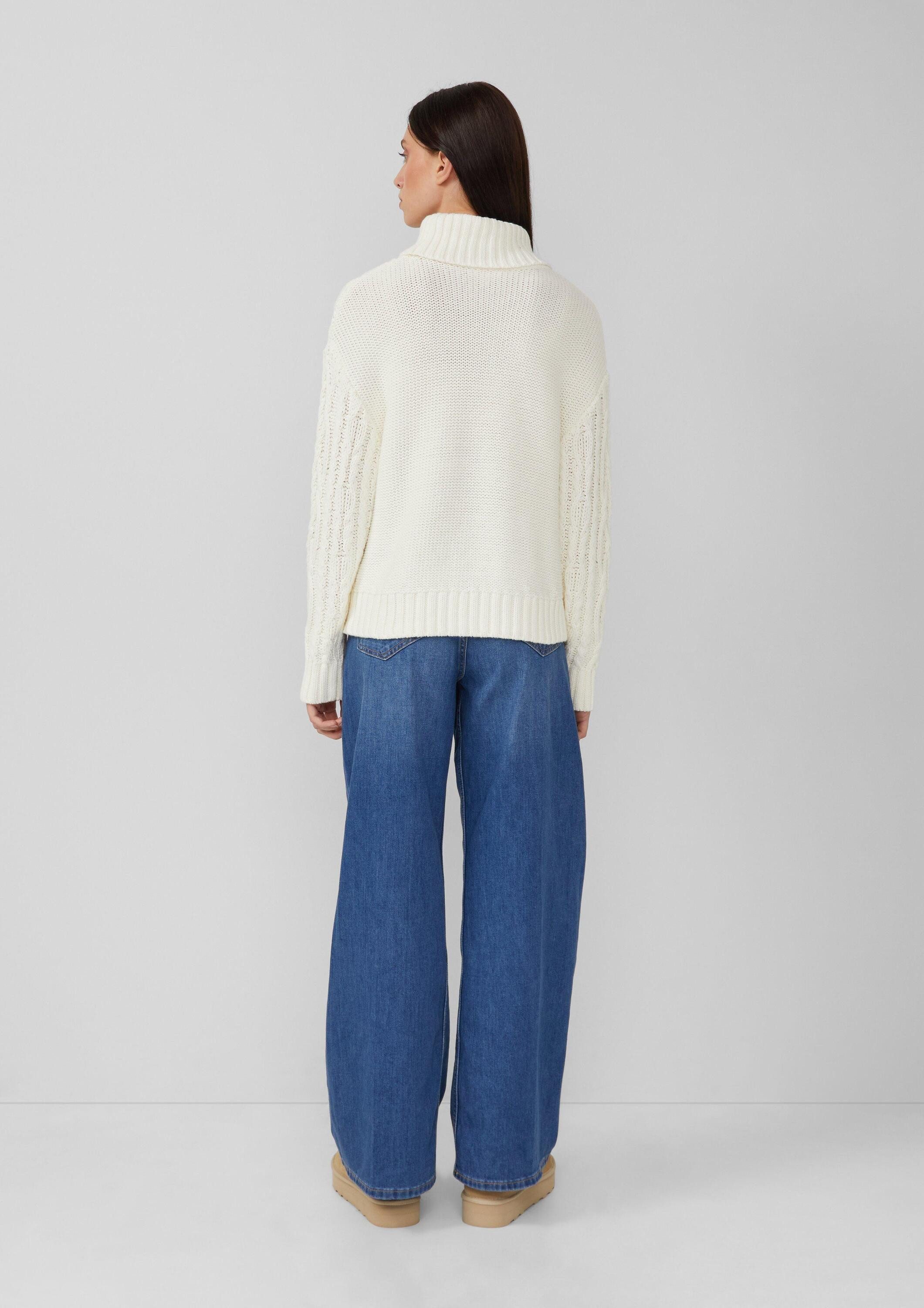 s.Oliver Longpullover Strickpullover Strickpullover mit Rollkragen und Zopfmuster