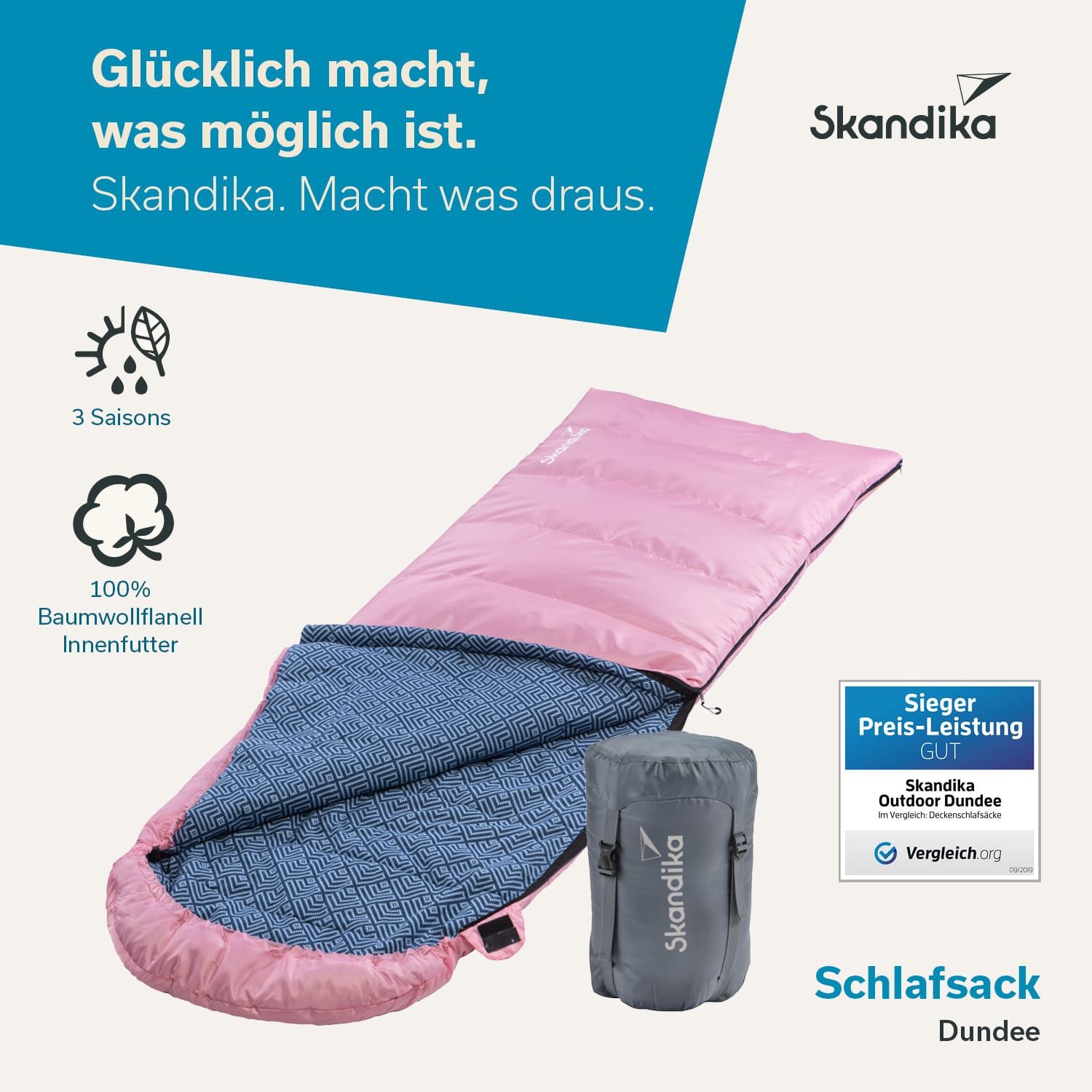Skandika Deckenschlafsack Dundee Flanell, Baumwolle, Luxus-Qualität, günstig online kaufen