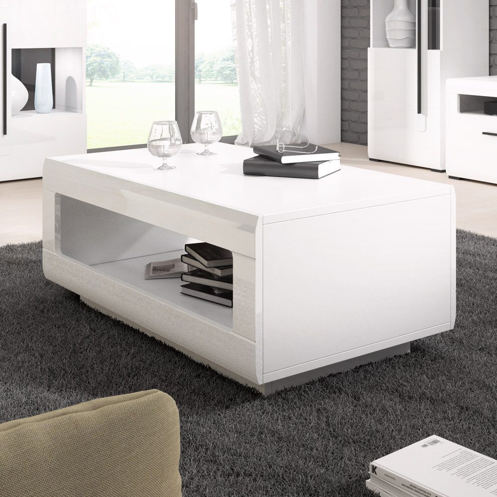 Lomadox Couchtisch TURDA-83, weiß Hochglanz modern mit offenem Fach, B/H/T: günstig online kaufen