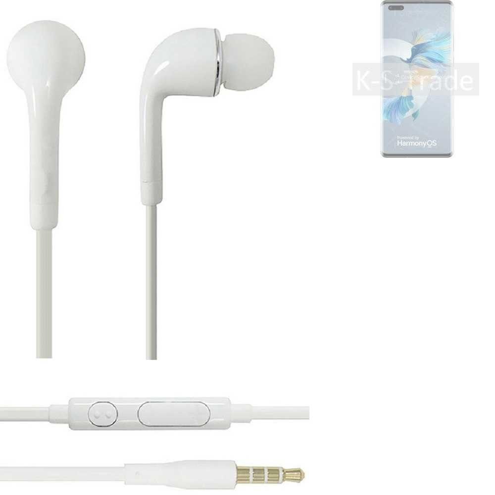 Pro Huawei 5G Mikrofon Headset Mate In-Ear-Kopfhörer für 40E (Kopfhörer 3,5mm) K-S-Trade weiß u mit Lautstärkeregler