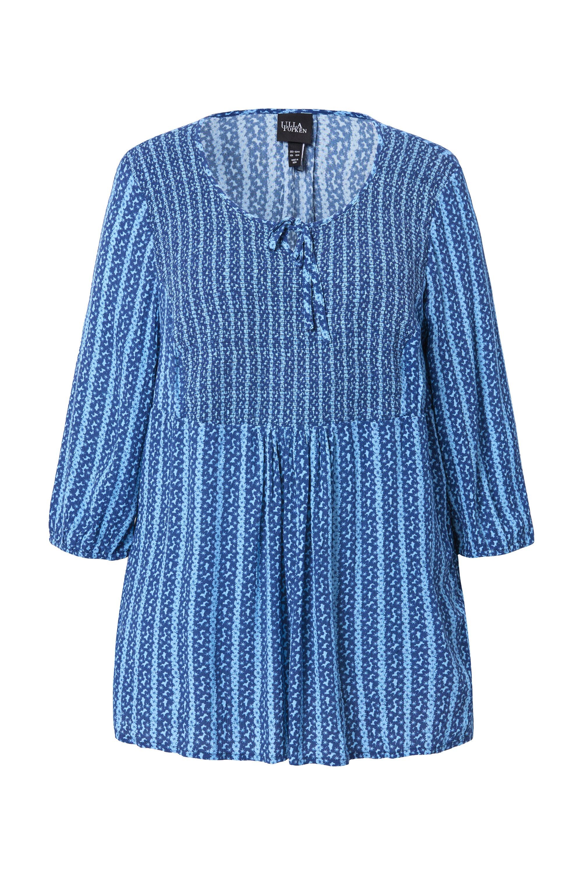 Ulla Popken Tunika Smok-Tunika Blüten A-Linie Rundhals 3/4-Arm günstig online kaufen