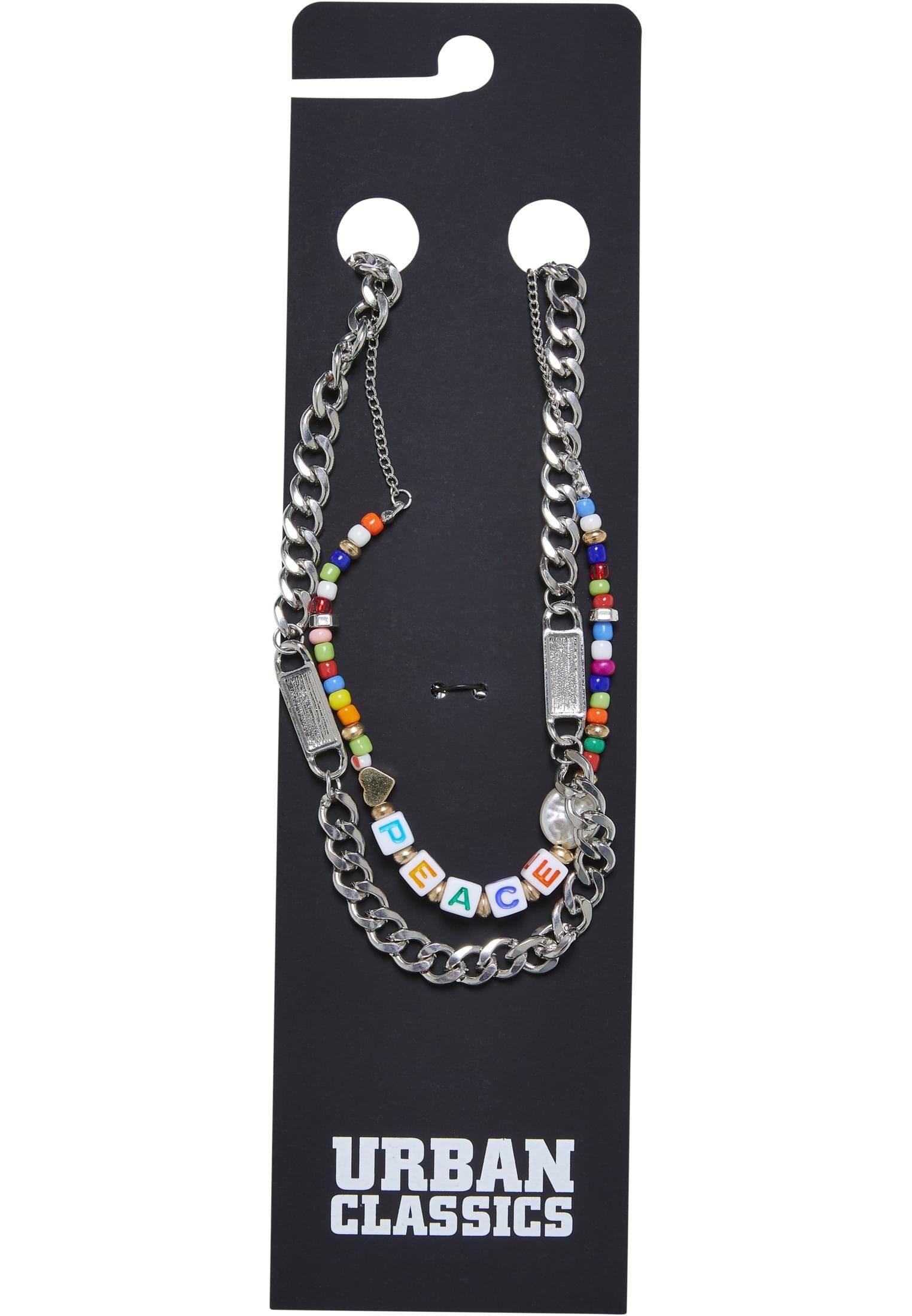 Accessoires URBAN Edelstahlkette Bead Necklace Layering 2-Pack Peace CLASSICS