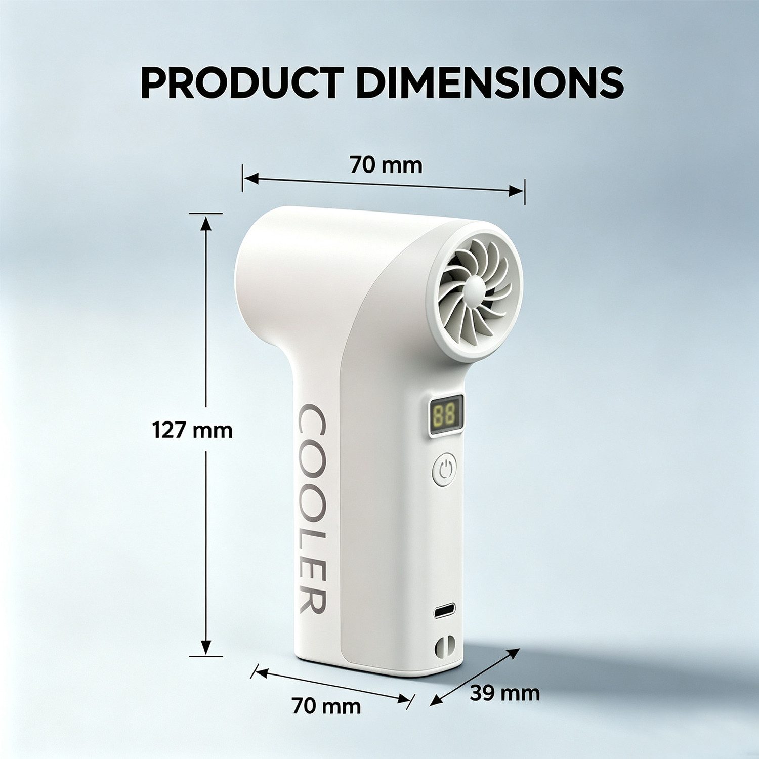 MOPUEA Mini USB-Ventilator Mini Handventilator 14h Laufzeit,5 Stufen USB-C Akku ür Outdoor