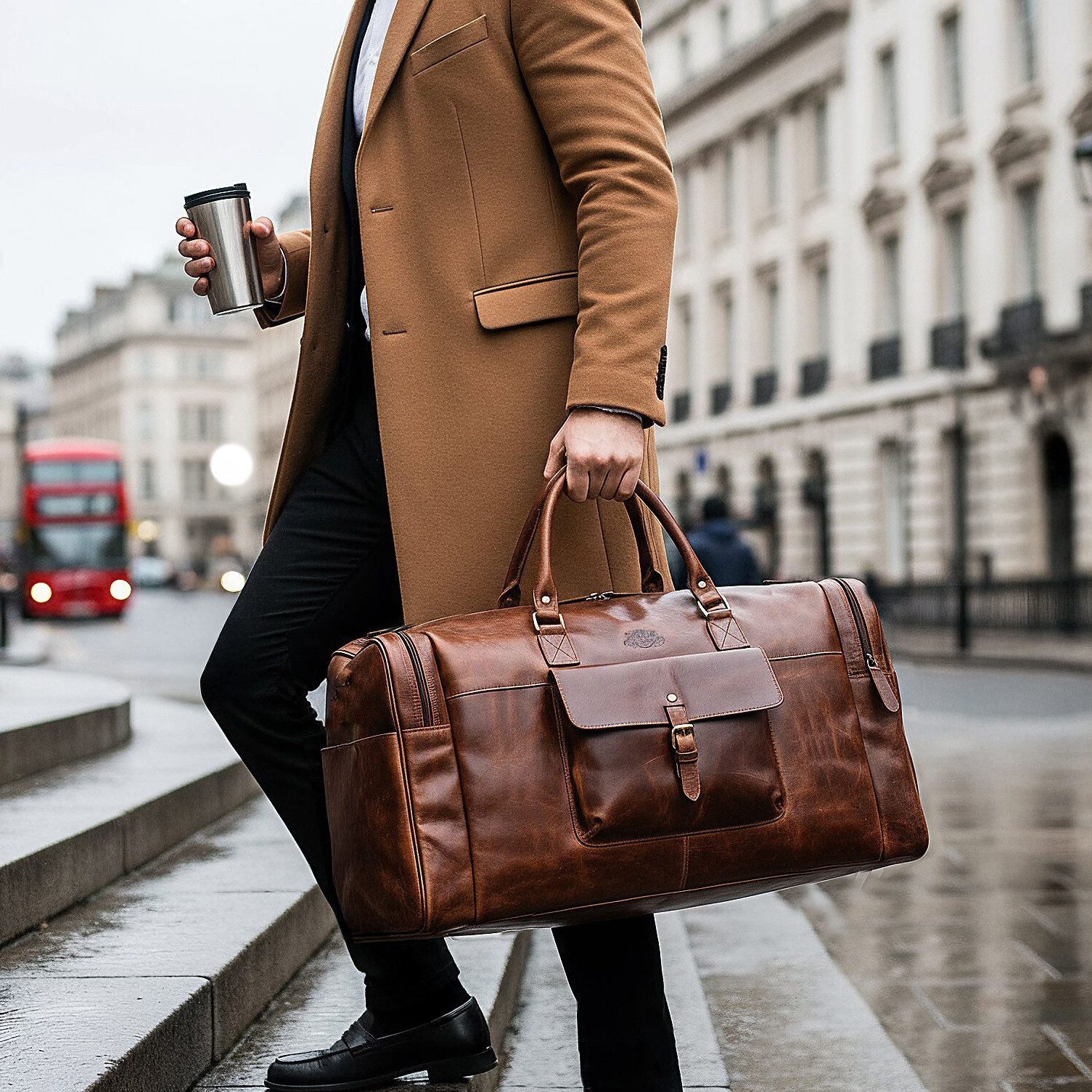 SID & VAIN Reisetasche YALE Weekender Handgepäck Schuhfach echt Leder, Reisetasche Duffle Reisegepäck Sporttasche Herren Damen braun