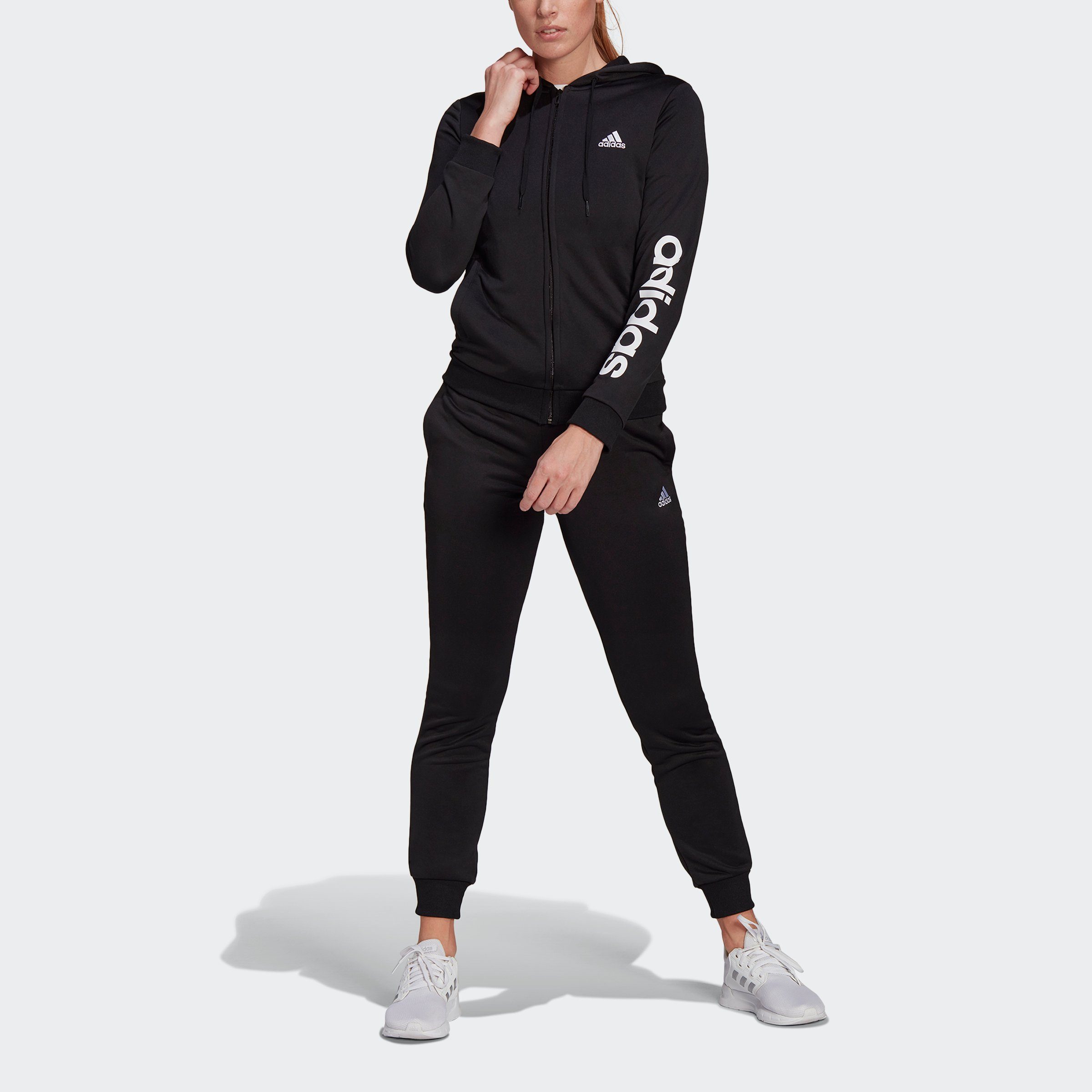 ESSENTIALS Sportswear Trainingsanzug White LOGO / FRENCH (2-tlg) adidas Black TERRY