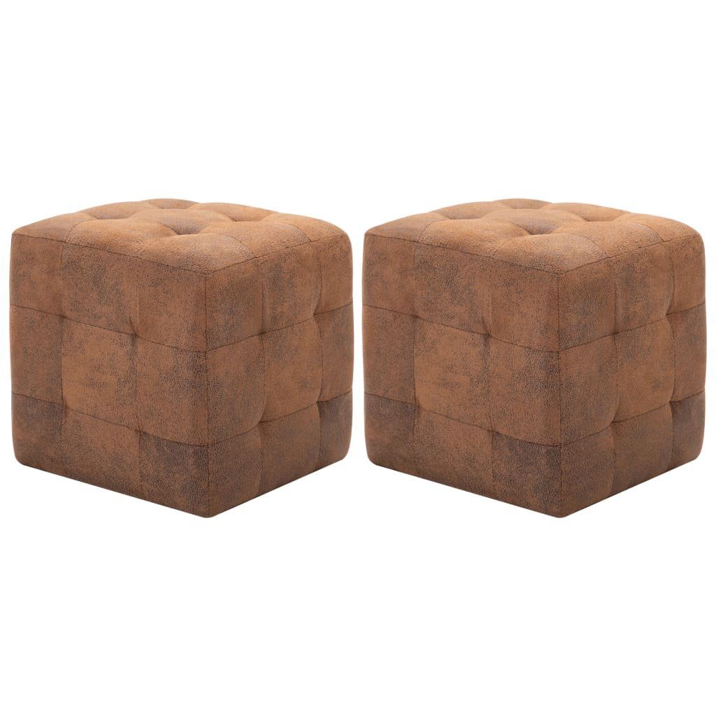 Stk. 30x30x30 Wildleder-Optik vidaXL St) Polsterhocker Braun Pouf 2 (1 cm