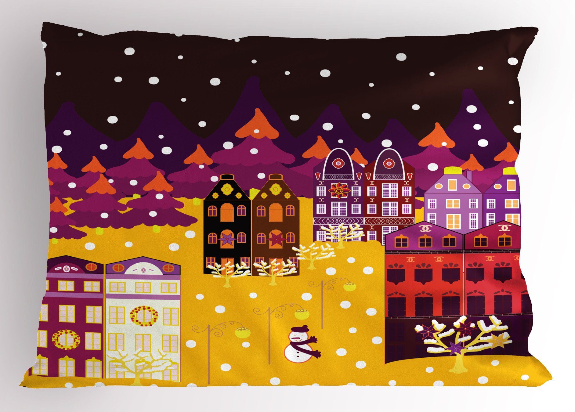 Stadtlandschaft Standard Size Stück), Winter King Dekorativer Bunte Gedruckter Schnee Kissenbezug, (1 Kunst Kissenbezüge Abakuhaus