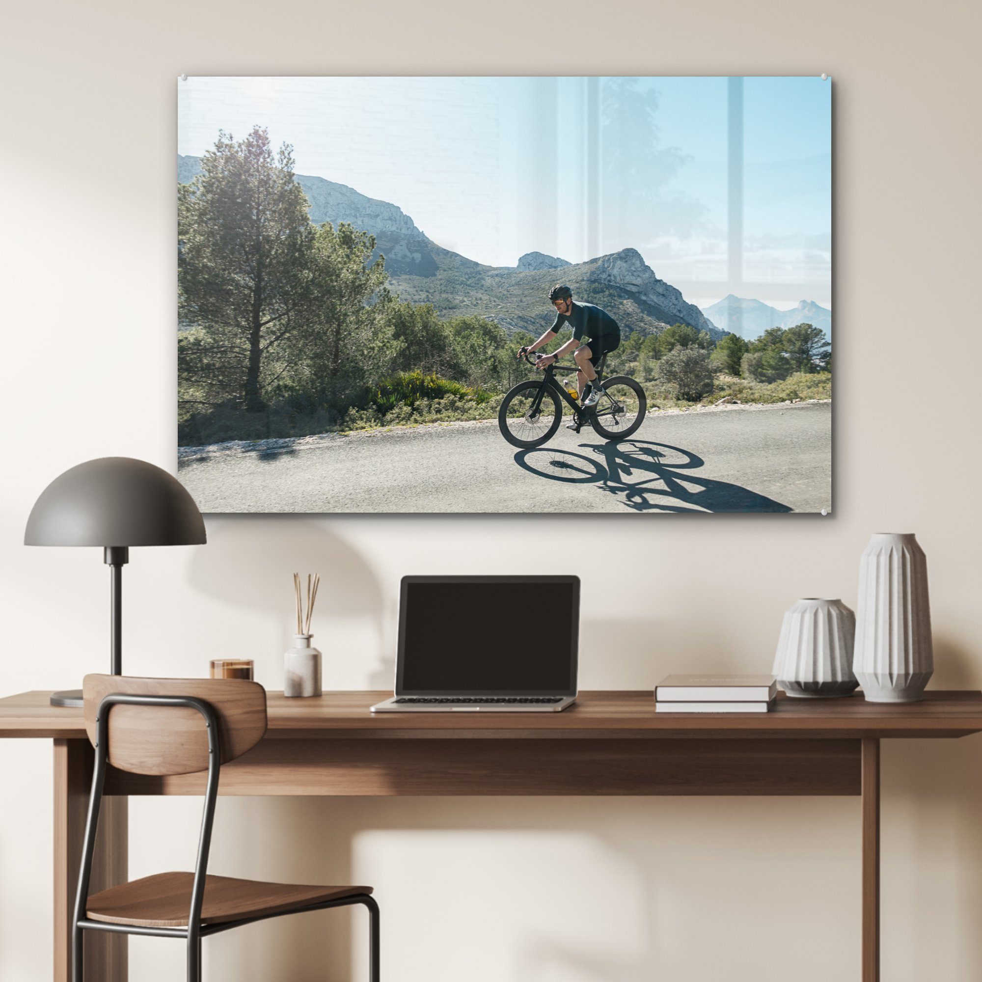 & (1 Schlafzimmer St), Fahrrad Acrylglasbilder - Acrylglasbild - Wohnzimmer Berge, MuchoWow Rennradfahren
