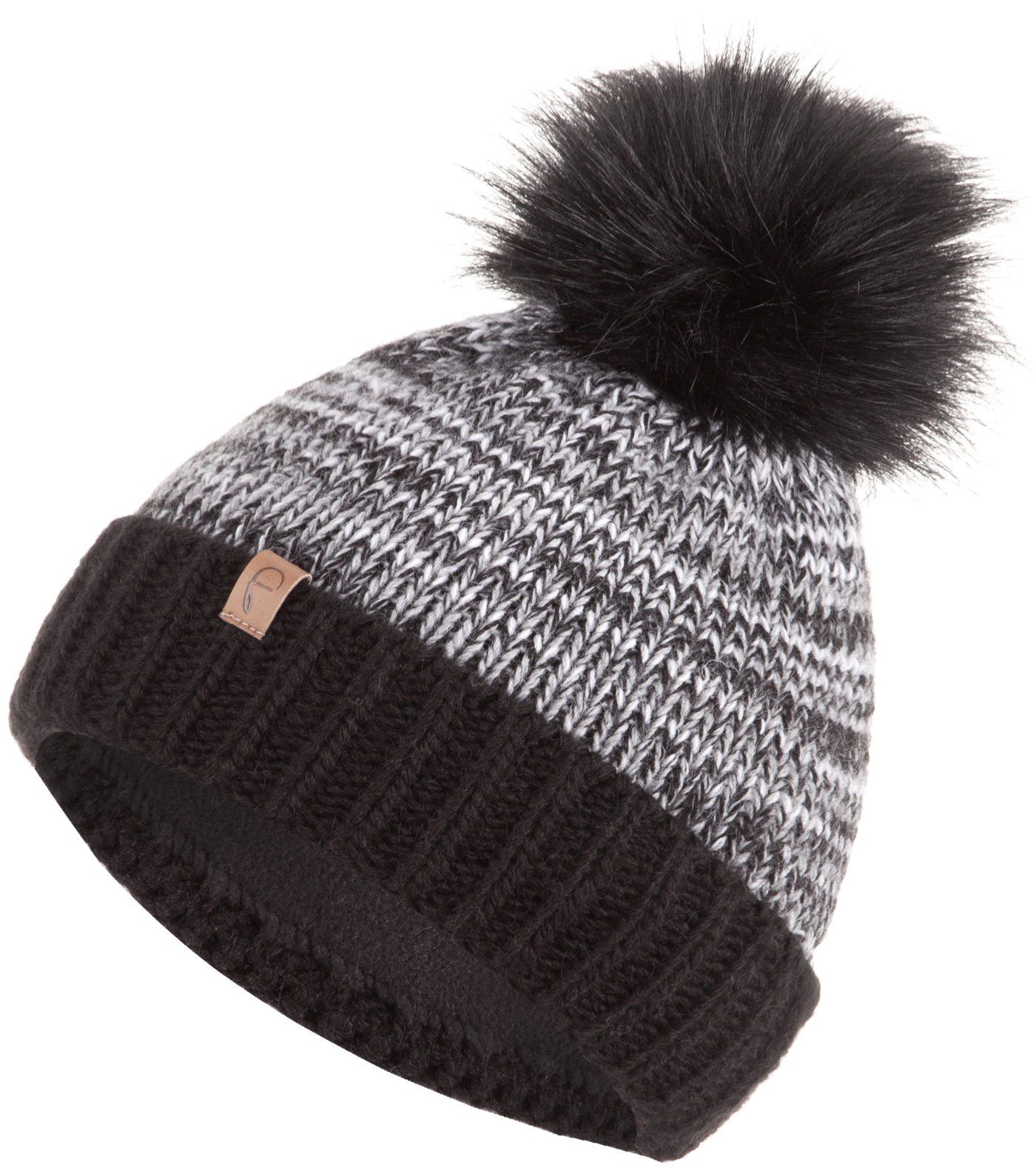 Faera Bommelmütze Wintermütze Damen Herren Beanie Mütze Haube gefüttert Bommelmütze