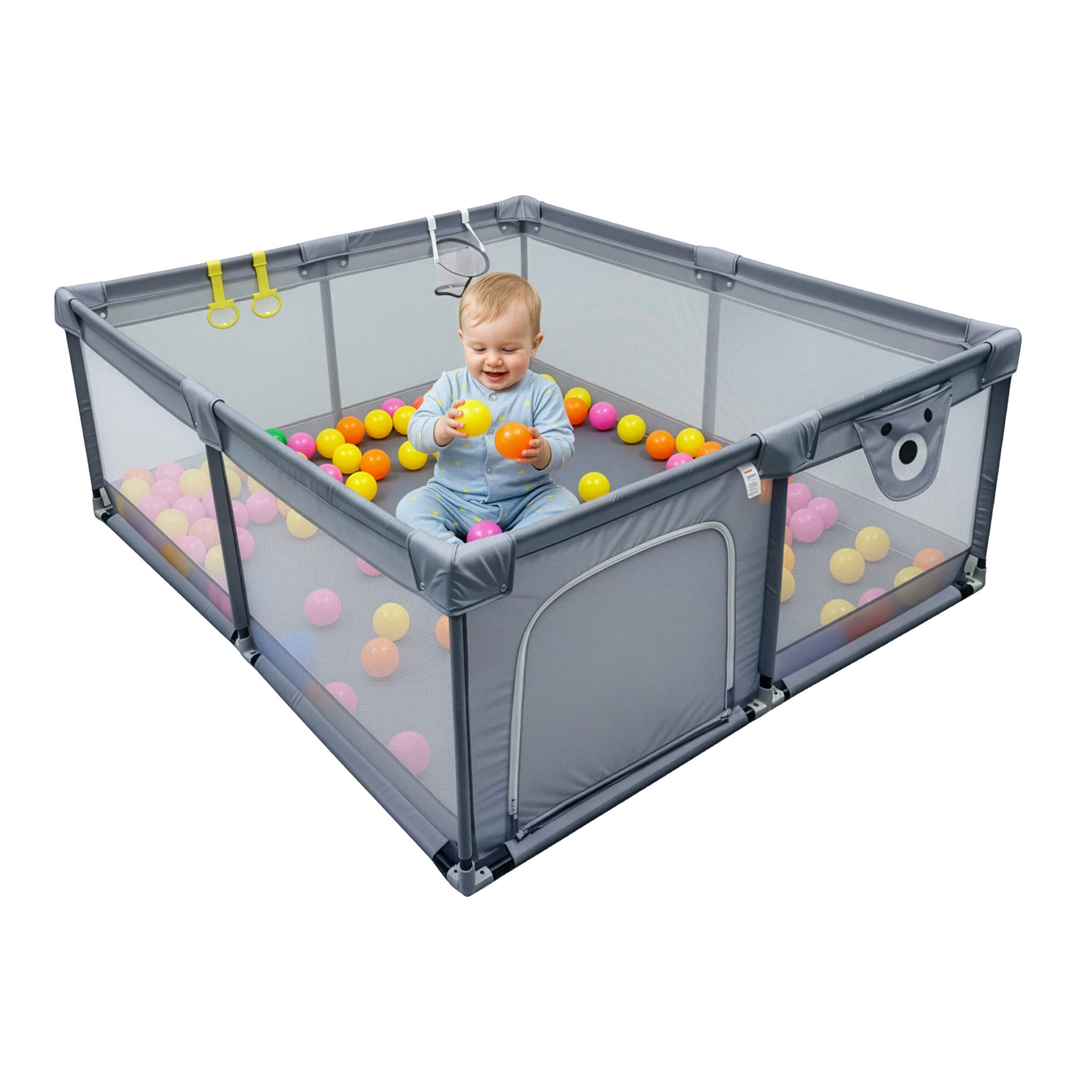 relaxdays Laufgitter Laufstall Baby mit 50 Bällen (53-tlg), 180 x 200 cm