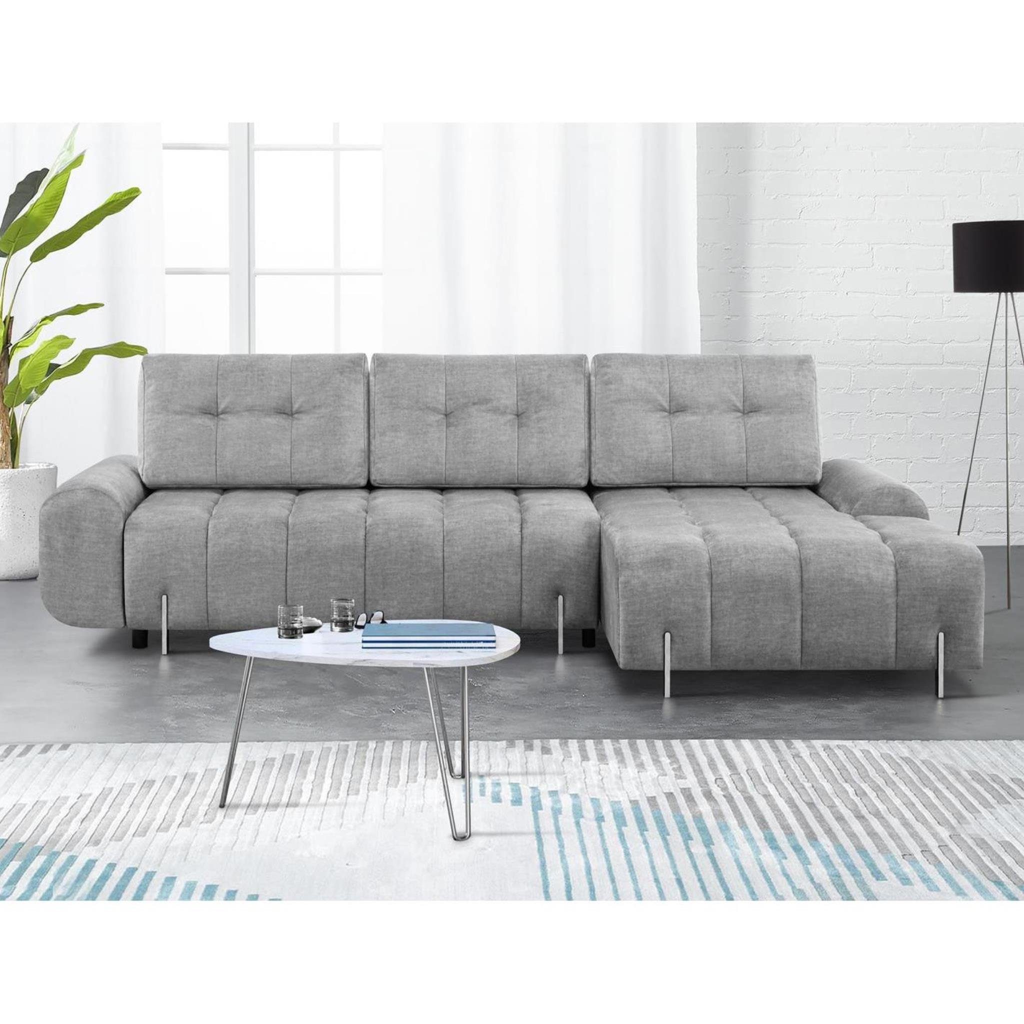 Beautysofa Polsterecke Carry, links oder rechts, L-From Ecksofa, Couch mit Bettkasten + Schlaffunktion, für Wohnzimmer Hellgrau (vogue 14)