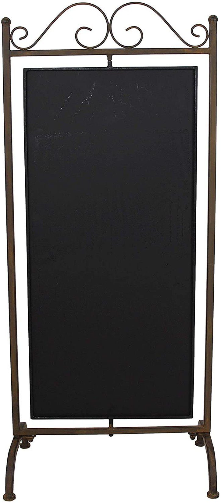 Dekoleidenschaft Standtafel "Arabeske" aus Metall, braun mit antiker Patina, Kreidetafel, Maltafel, Kundenstopper, Gehwegaufsteller, Menütafel, Dekotafel, Werbetafel