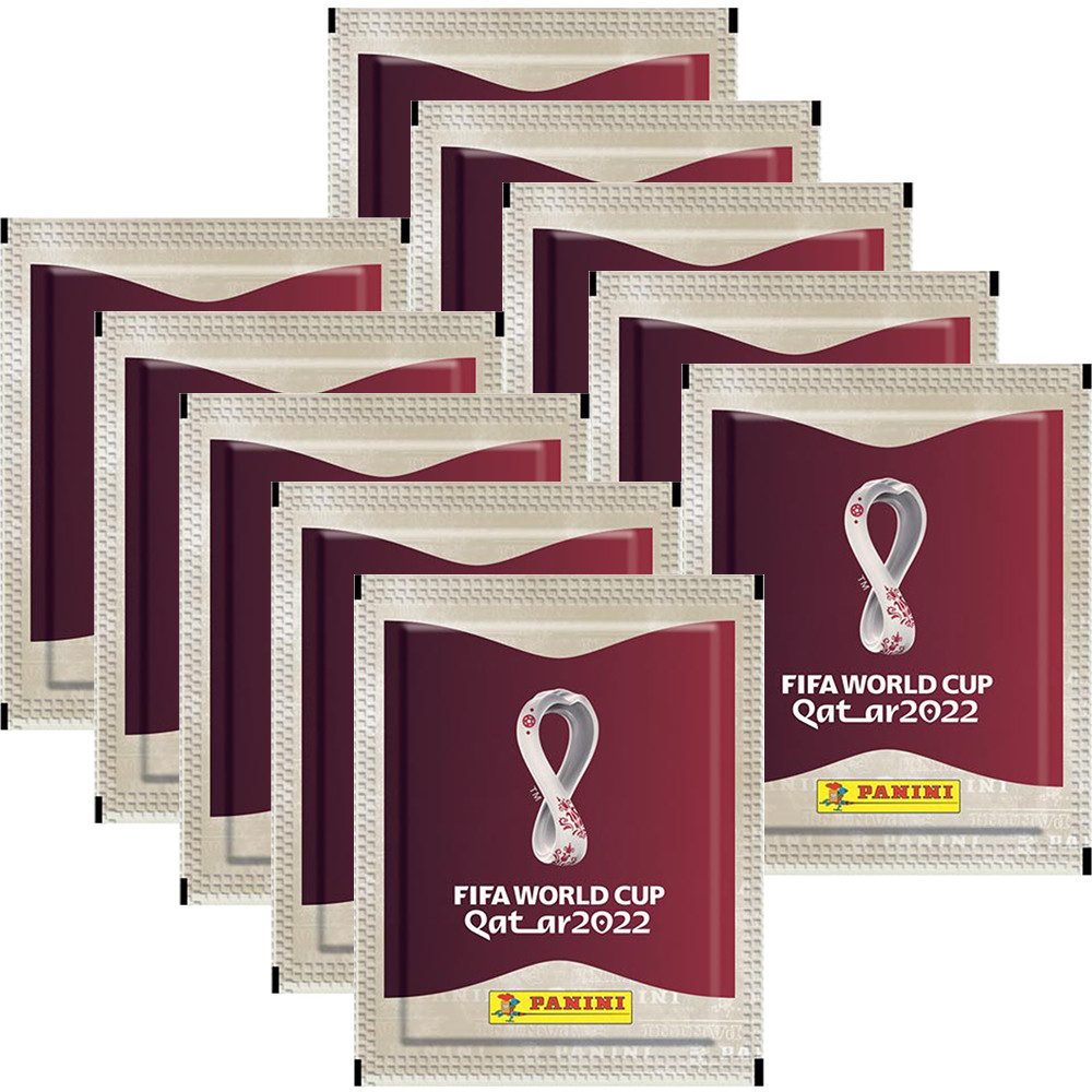 Panini Sammelkarte Panini WM 2022 Qatar Sammelsticker - 1 Album + 10 Tüten