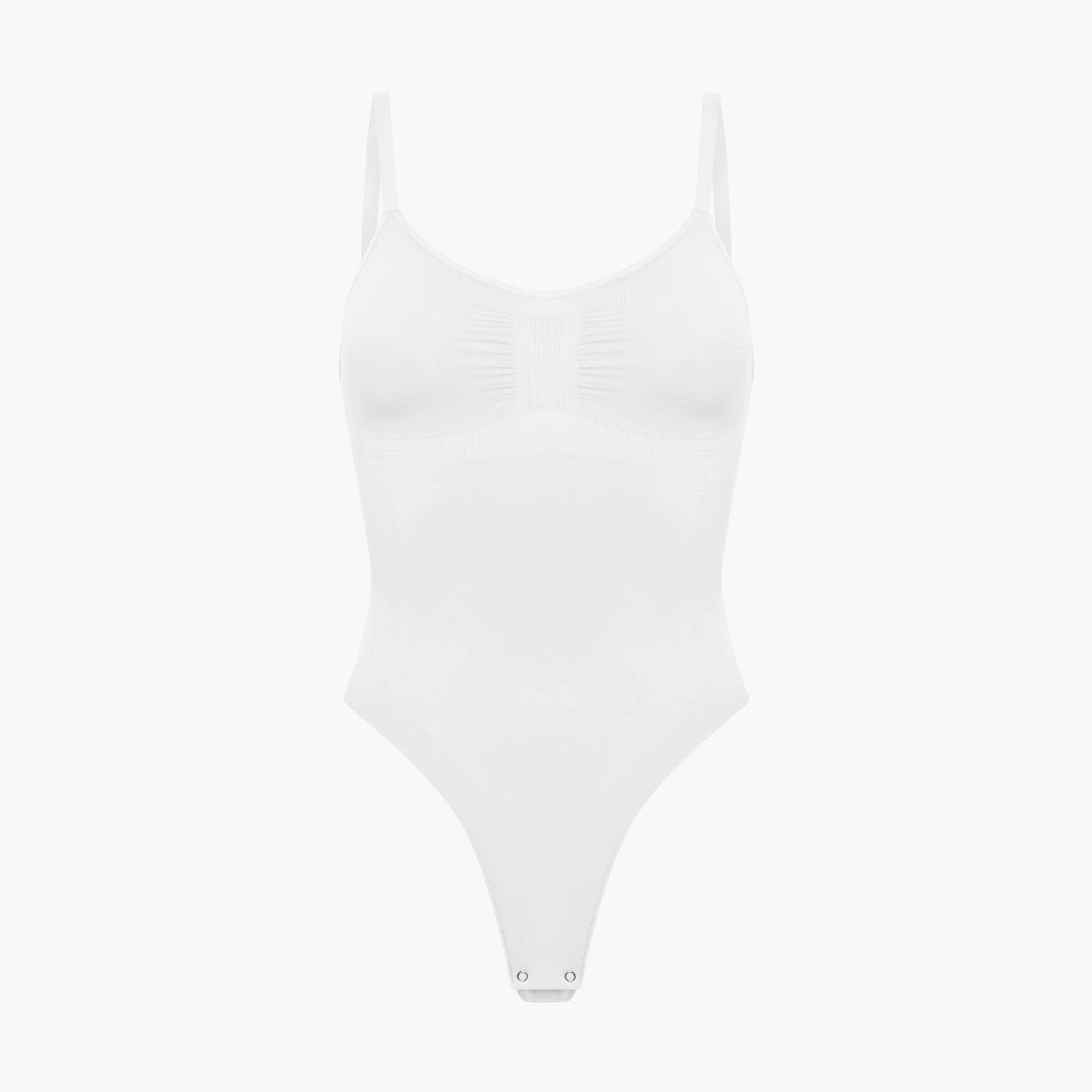 Creamy Fabrics Miederbody Bodysuit Sculpting Shapewear mit String-Weiß-2XL (1-tlg) Figurformend