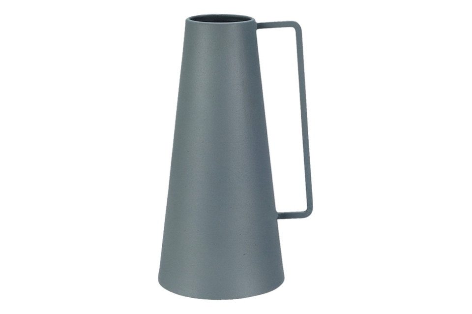ZauberDeko Dekovase Vase Grau Blau mit Henkel Metall 2 Formen Tischdeko 21cm Hoch