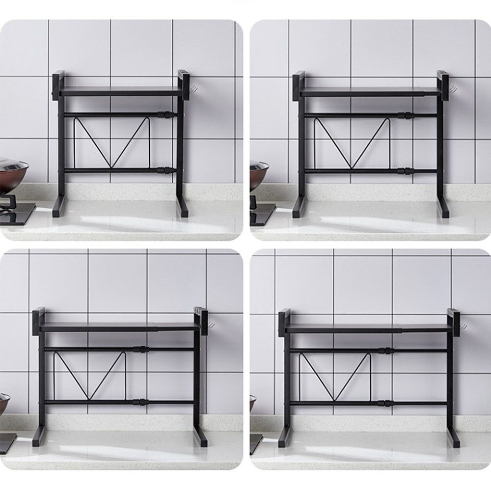 JEOBEST Regalelement Küchenregal Mikrowellenregal, längenverstellbares Mikrowellen Regal(40-65cm) Rutschfeste Füße – Bild 3 von 5
