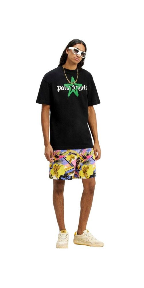 PALM ANGELS Print-Shirt Palm Angels Sternmotiv Logo T-Shirt Schwarz Herren