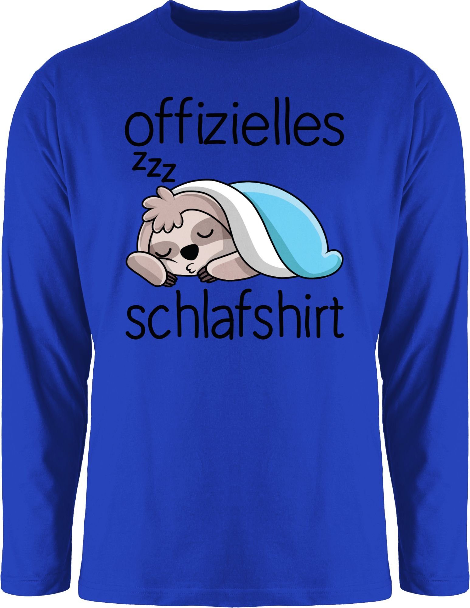 Royalblau Rundhalsshirt Shirtracer 2 mit Sprüche Offizielles schwarz - Statement Schlafshirt Faultier